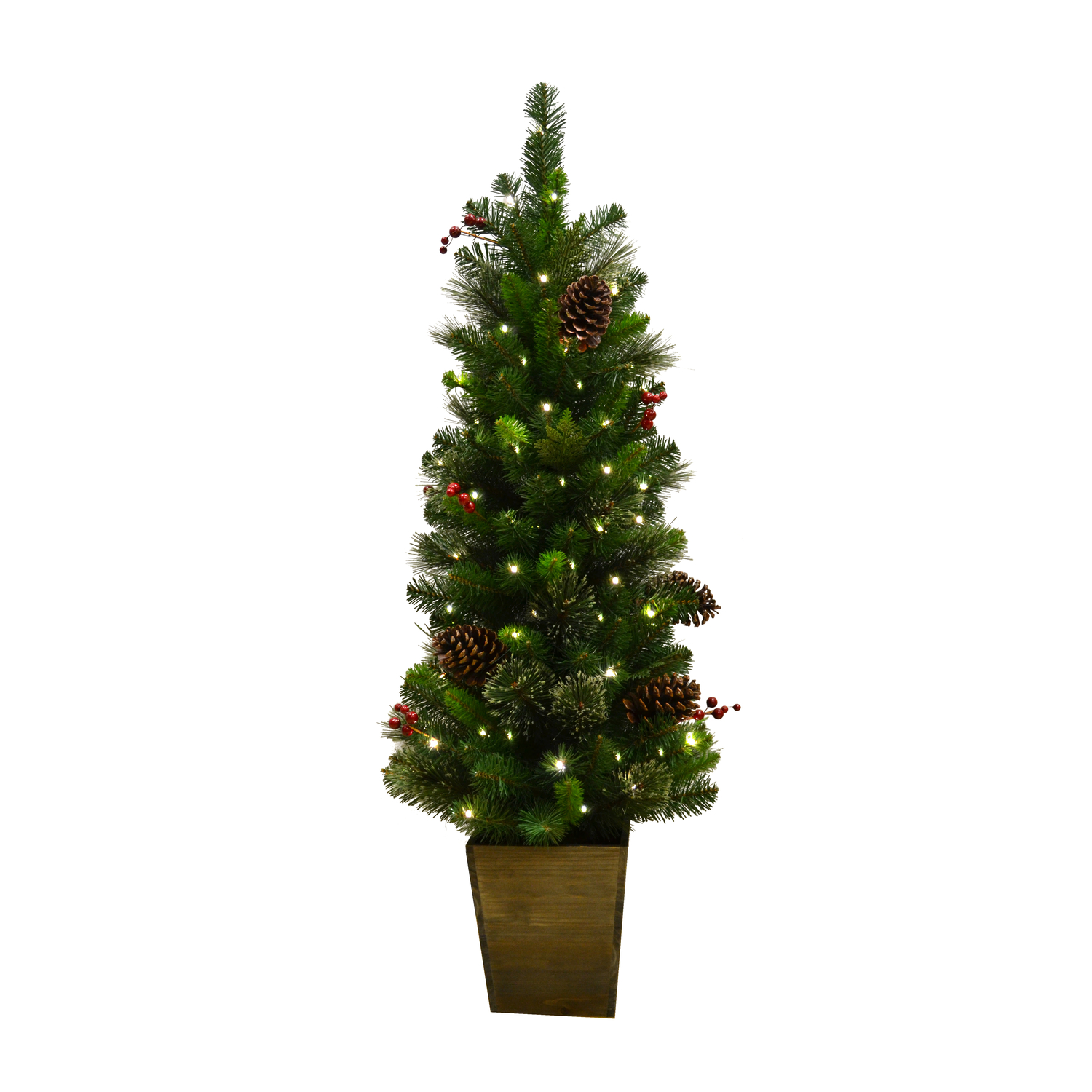 Celebrations Platinum 4 ft. Slim LED 50 lights Mixed Cedar Pine Christmas Tree