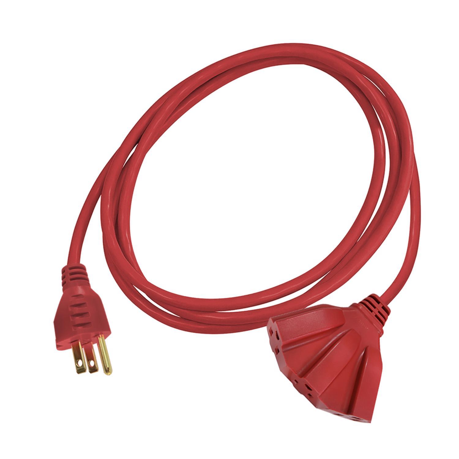 Ace Indoor or Outdoor 10 ft. L Red Triple Outlet Cord 14/3 SJTW