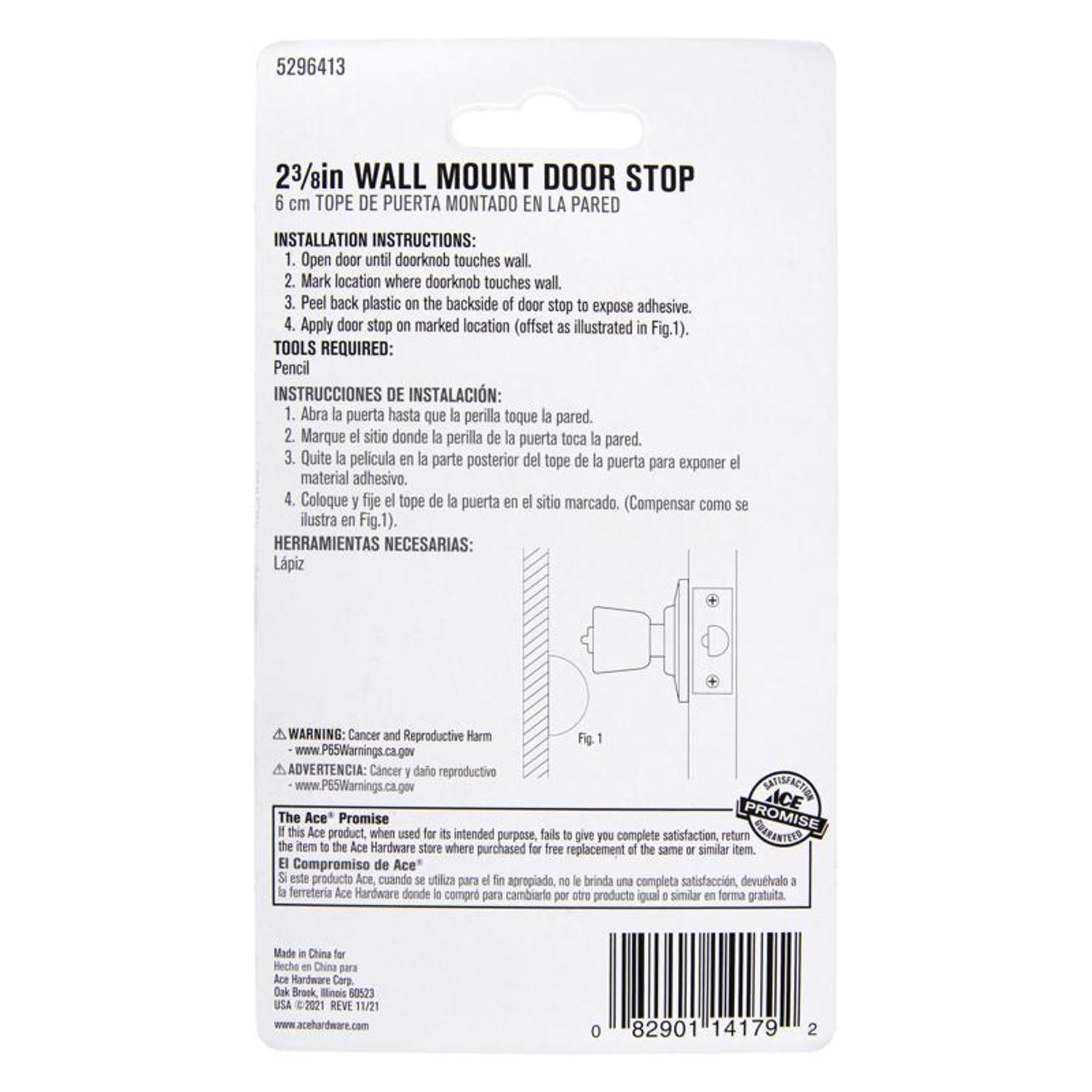 Ace 2-3/8 in. W Plastic Almond Wall Door Stop Mounts to wall 0 in.