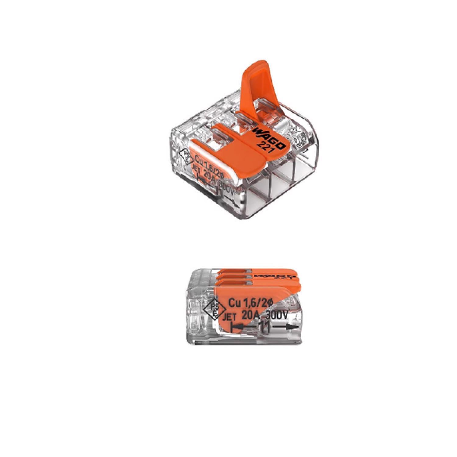 WAGO 3 Port Lever Wire Connector 10 pk