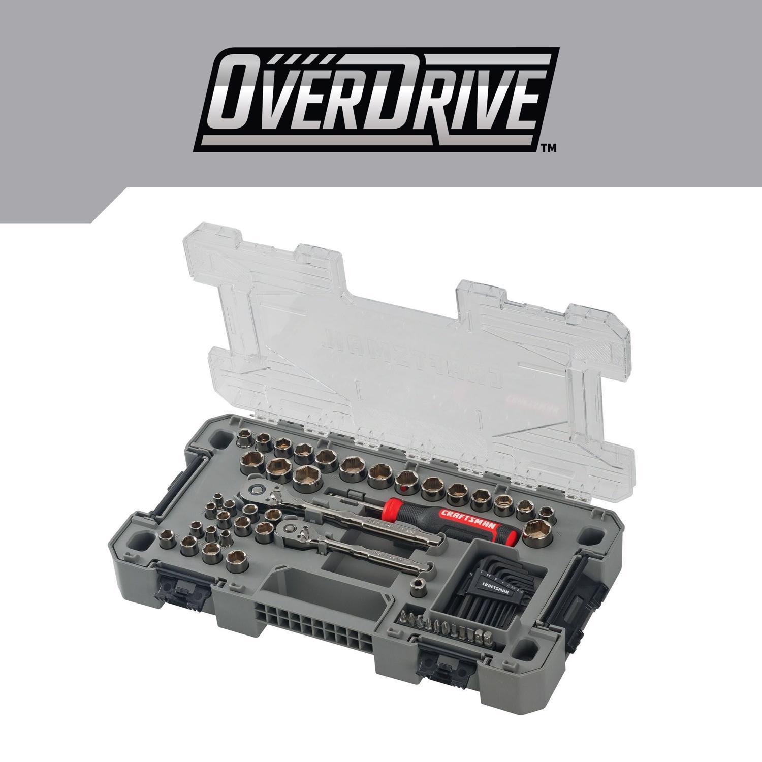 Craftsman OVERDRIVE 1/4 and 3/8 in. drive Metric/SAE 6 Point Mechanic's Tool Set 64 pc