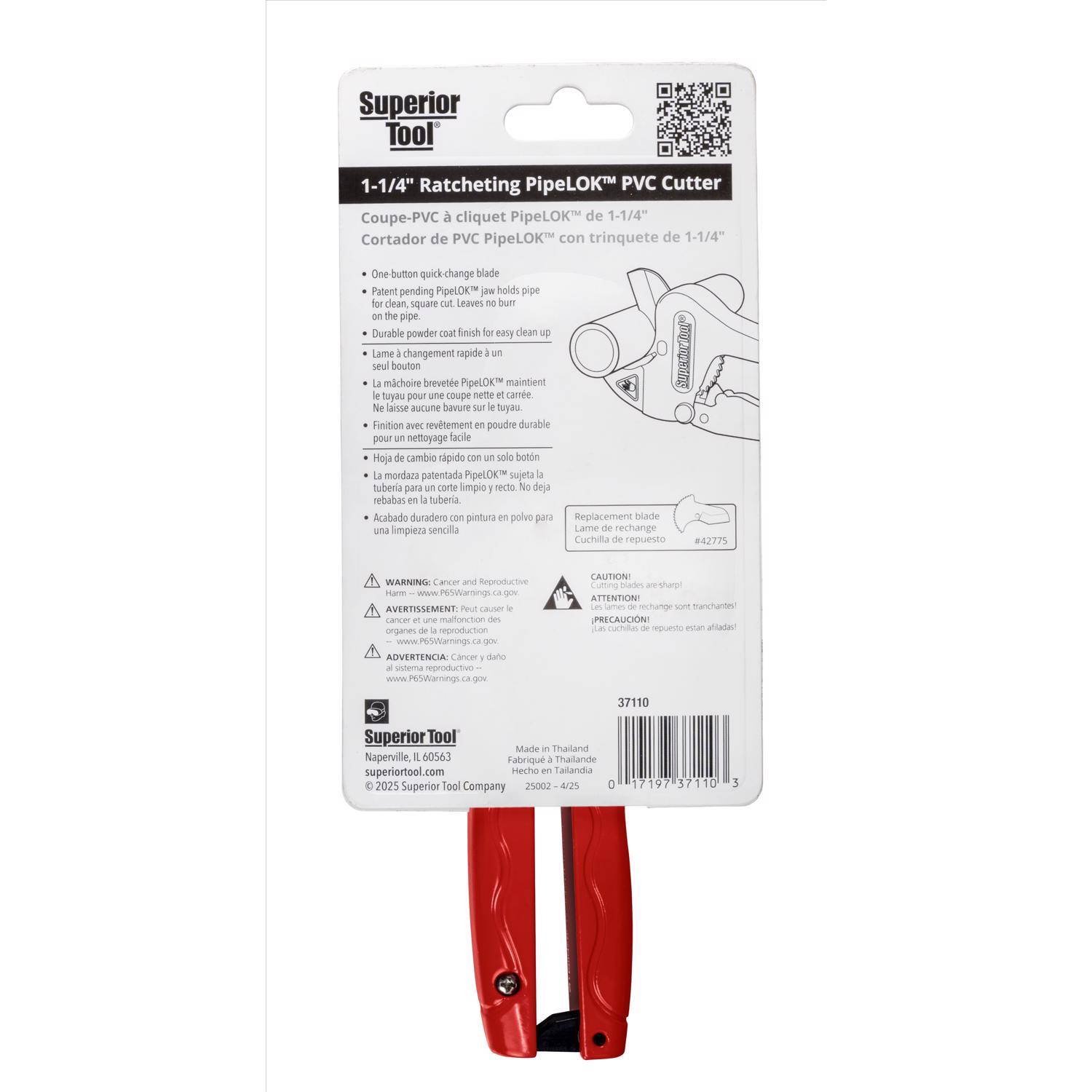 Superior Tool 1-5/8 in. Ratcheting Pipe Cutter Red 1 pc