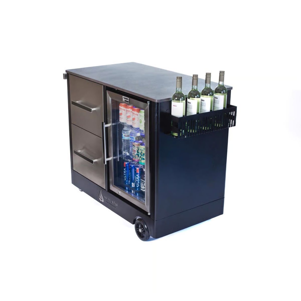Mont Alpi Beverage Centers 1 Piece Black Metal Modern Mobile Bar Cart