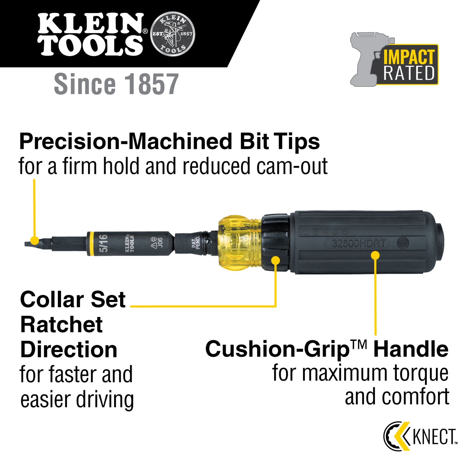 Klein KNECT 11-in-1 Ratcheting Impact Rated Screwdriver / Nut Driver