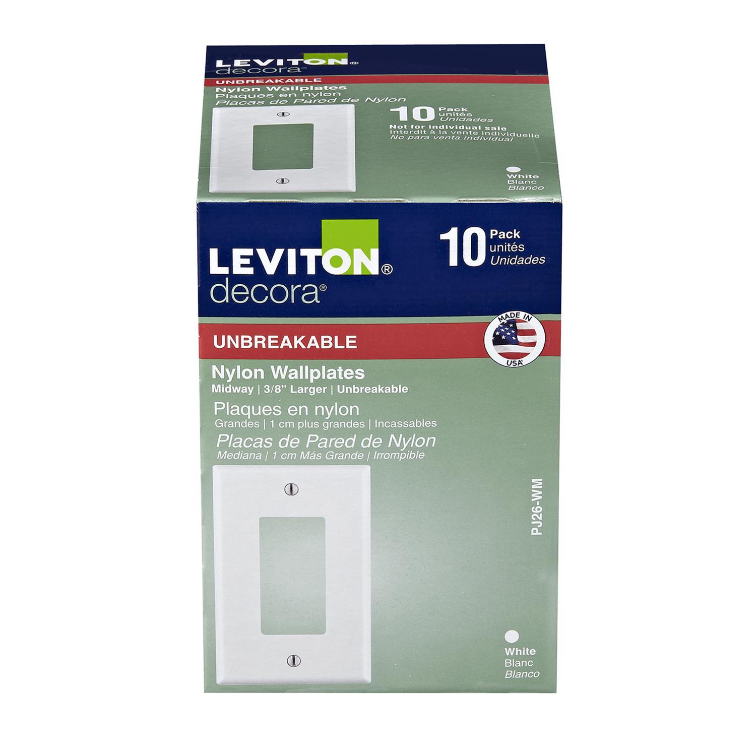 Leviton Decora White 1 gang Thermoplastic Nylon Decorator Wall Plate 10 pk