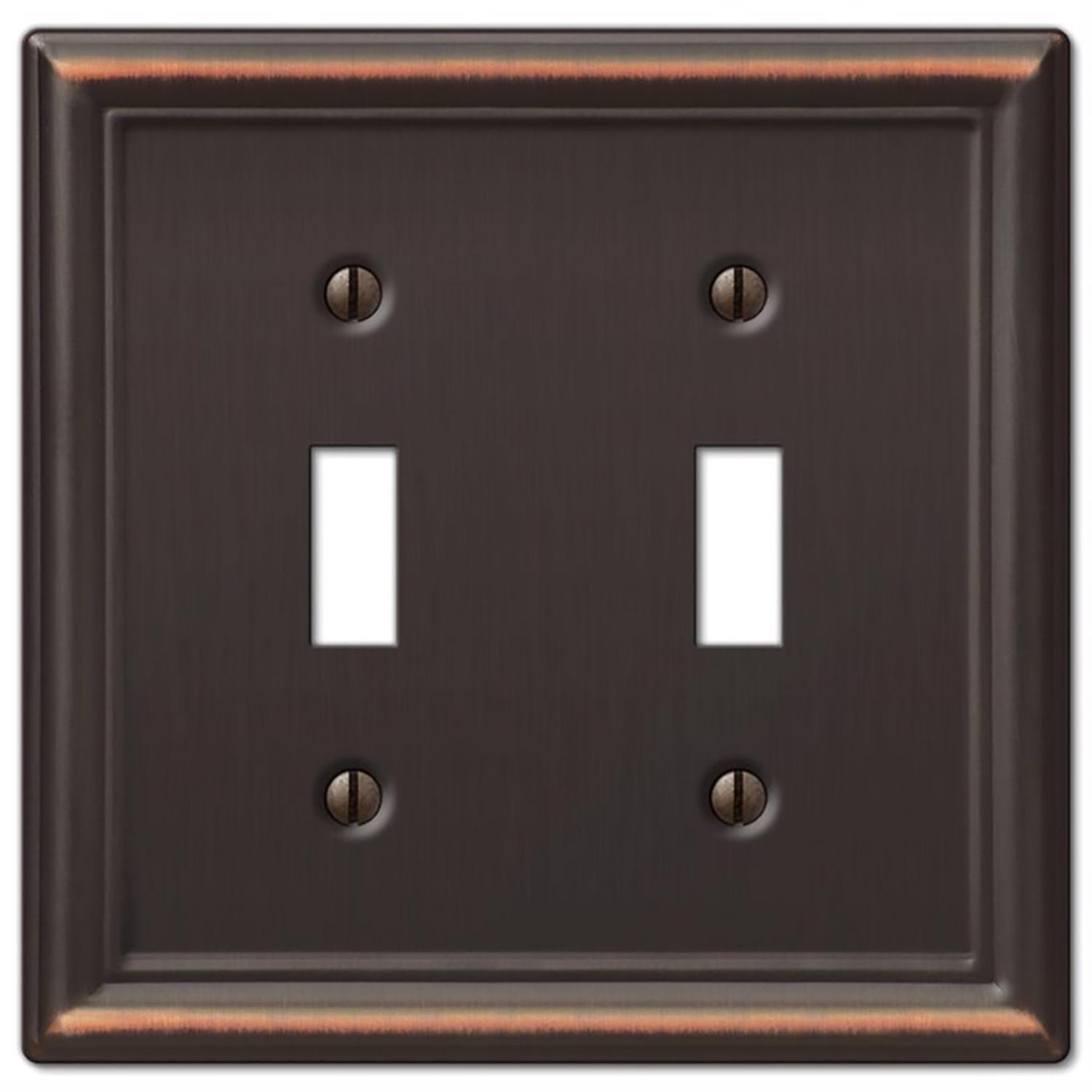 Amerelle Chelsea Aged Bronze 2 gang Stamped Steel Toggle Wall Plate 1 Pack