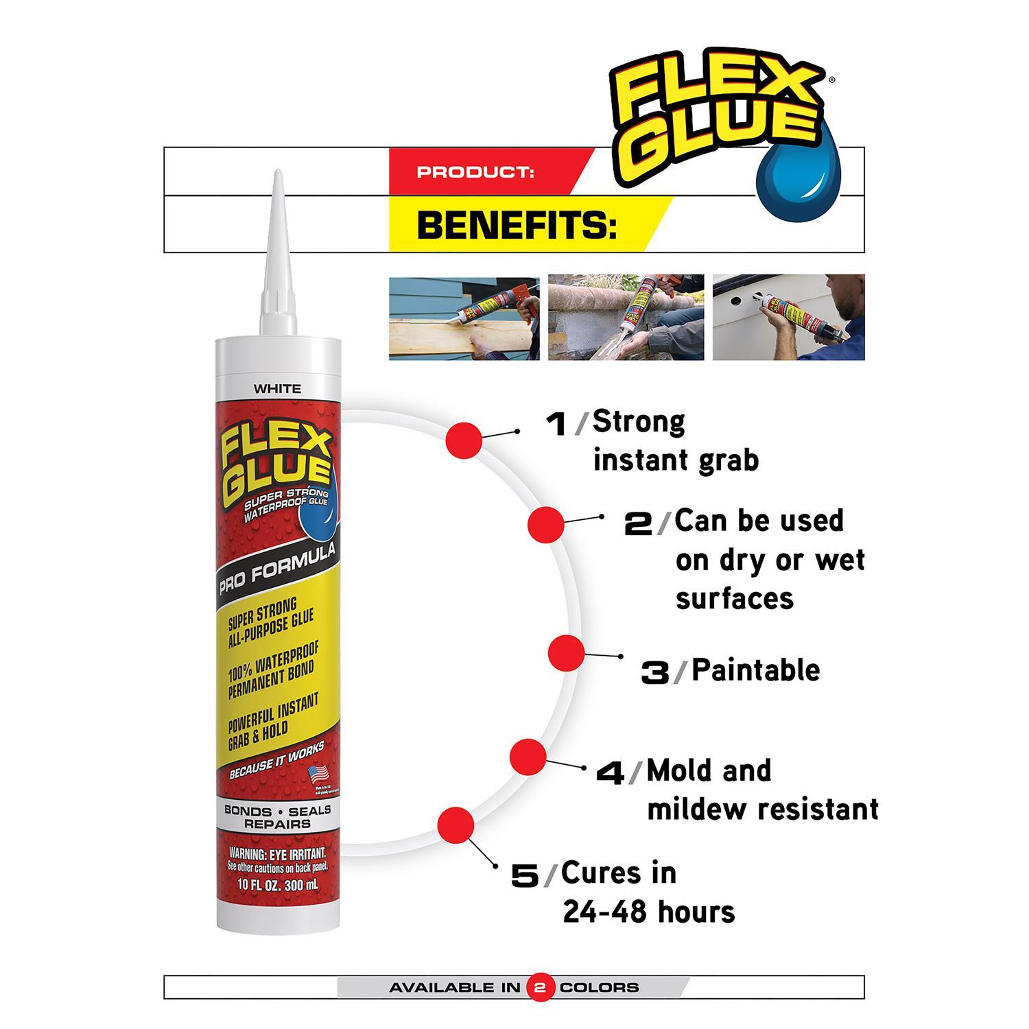 Flex Seal Family of Products Flex Glue Super Strength Rubber Clear Adhesive Cartridge Refill 9 fl. o