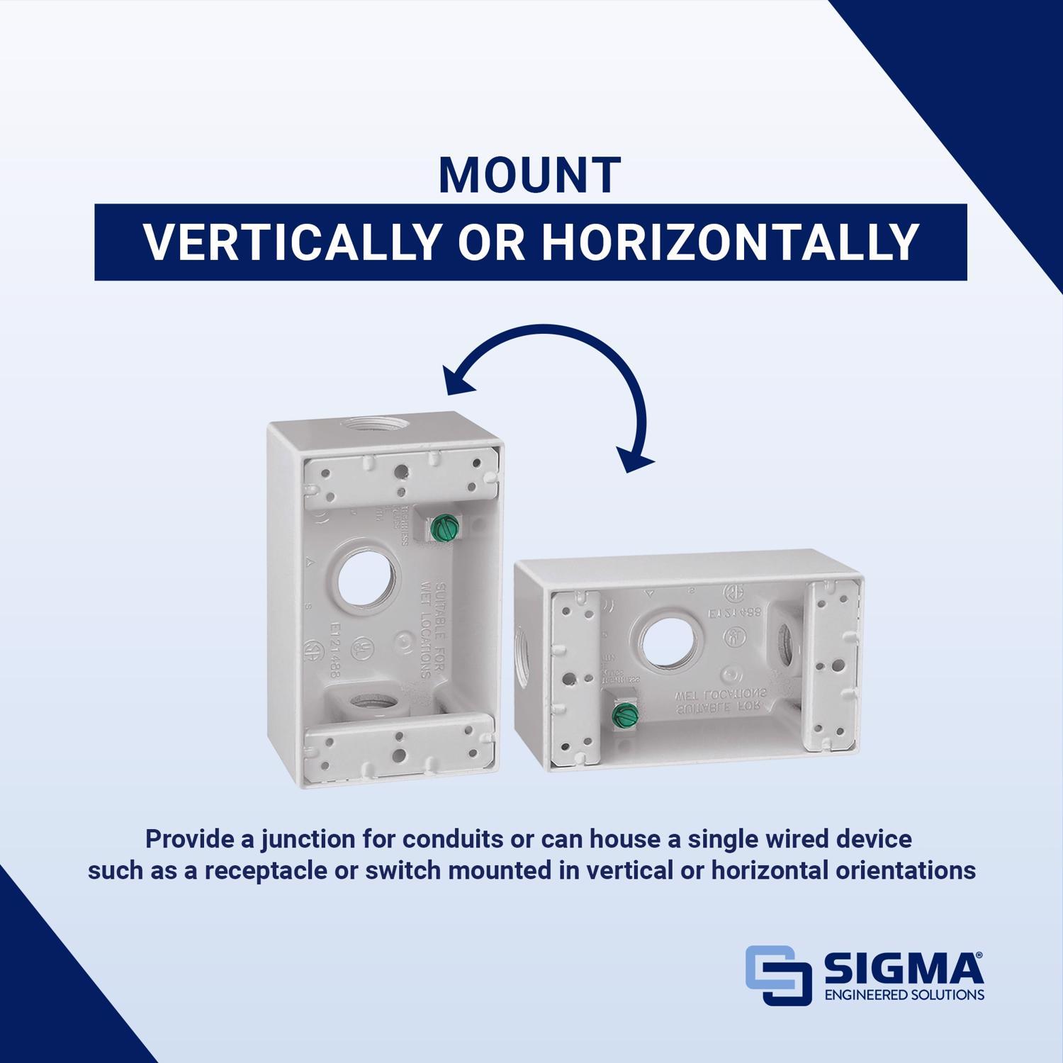 Sigma Engineered Solutions New Work 18.3 cu in Rectangle Die-Cast Metal 1 gang Weatherproof Box Whit