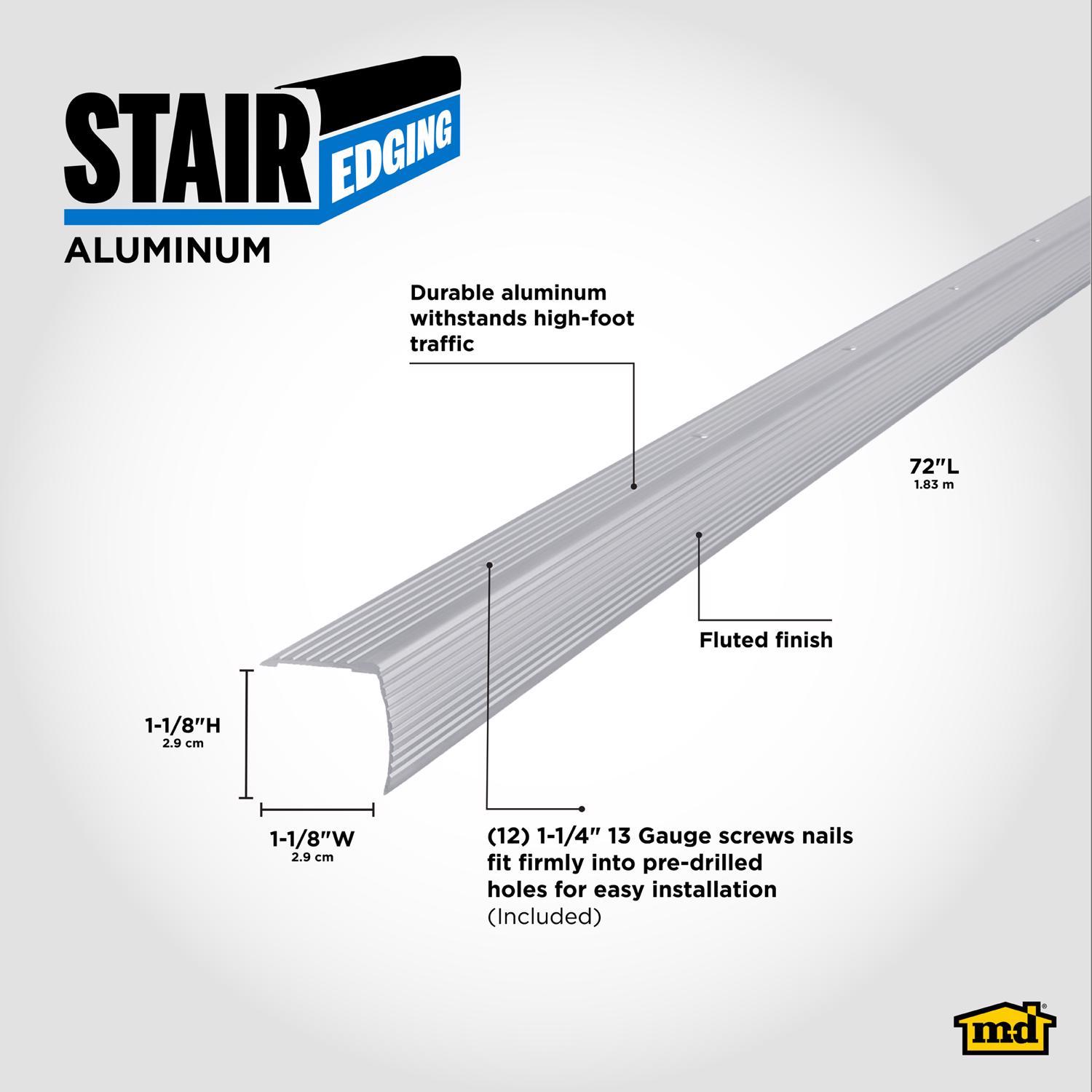 M-D Building Products 1.125 in. H X 1.125 in. W X 72 in. L Prefinished Silver Aluminum Stair Edge