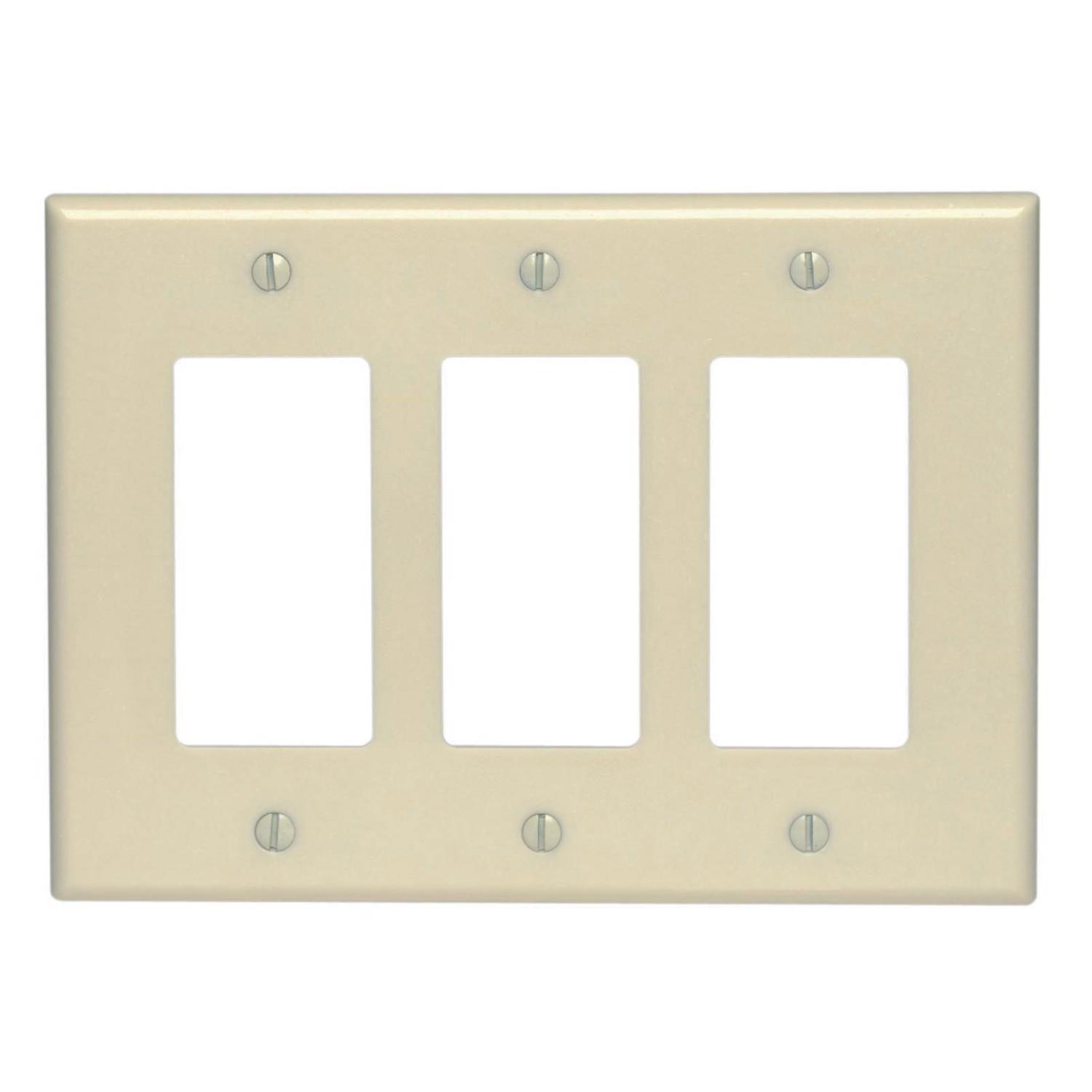 Leviton Ivory 3 gang Thermoplastic Nylon Decorator Wall Plate 1 pk