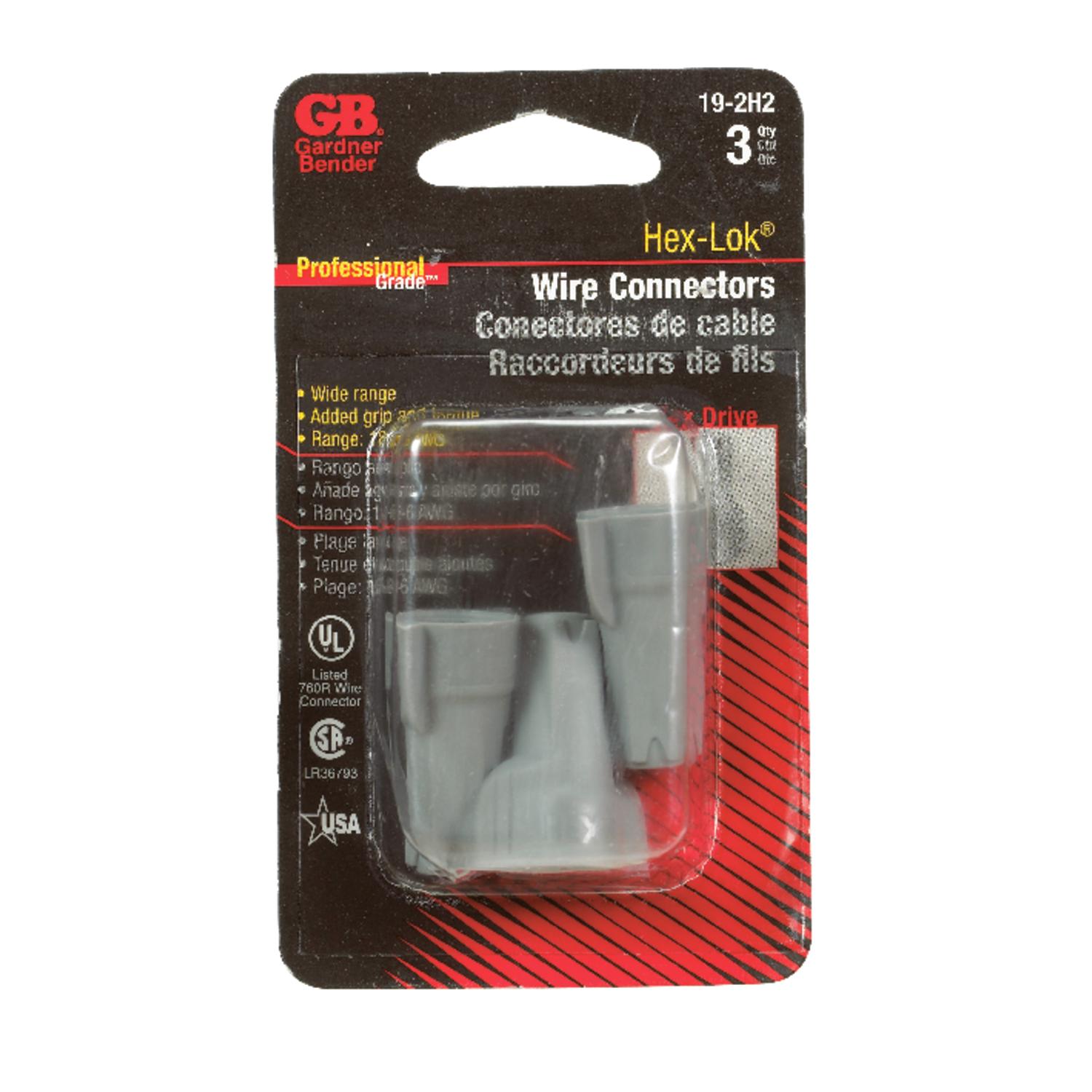 Gardner Bender Hex-Lok 14-6 Ga. Copper Wire Wire Connector Gray 3 pk