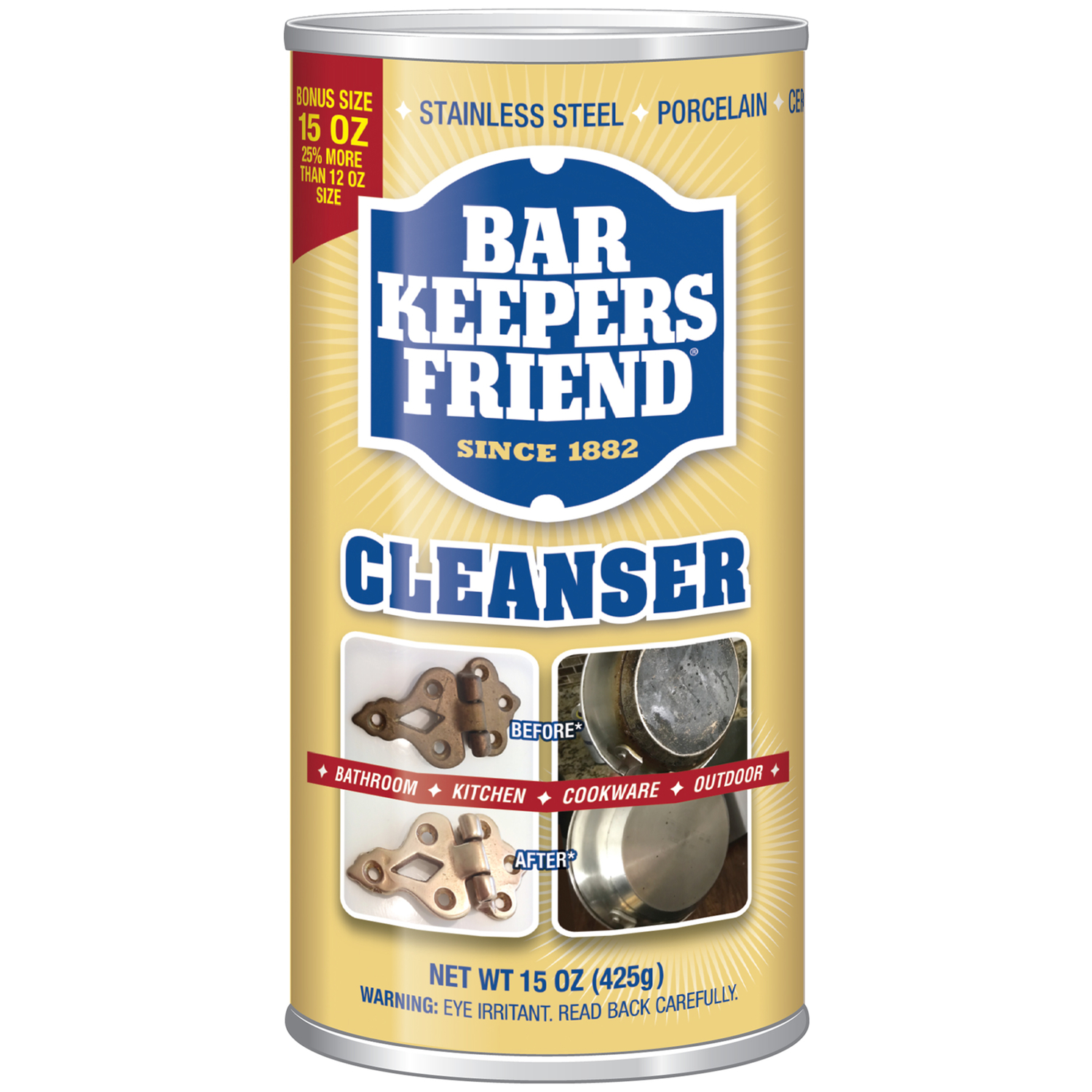 Bar Keepers Friend No Scent Stainless Steel Cleaner & Polish 15 oz Powder