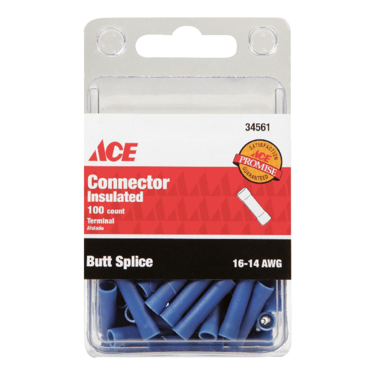 Ace Insulated Wire Butt Connector Blue 100 pk