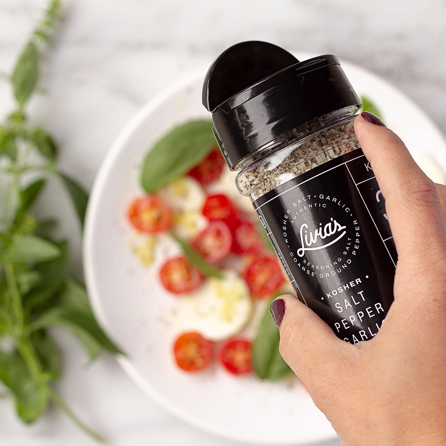 Livia's Kosher Salt, Pepper, and Garlic Seasoning Salt 6.6 oz