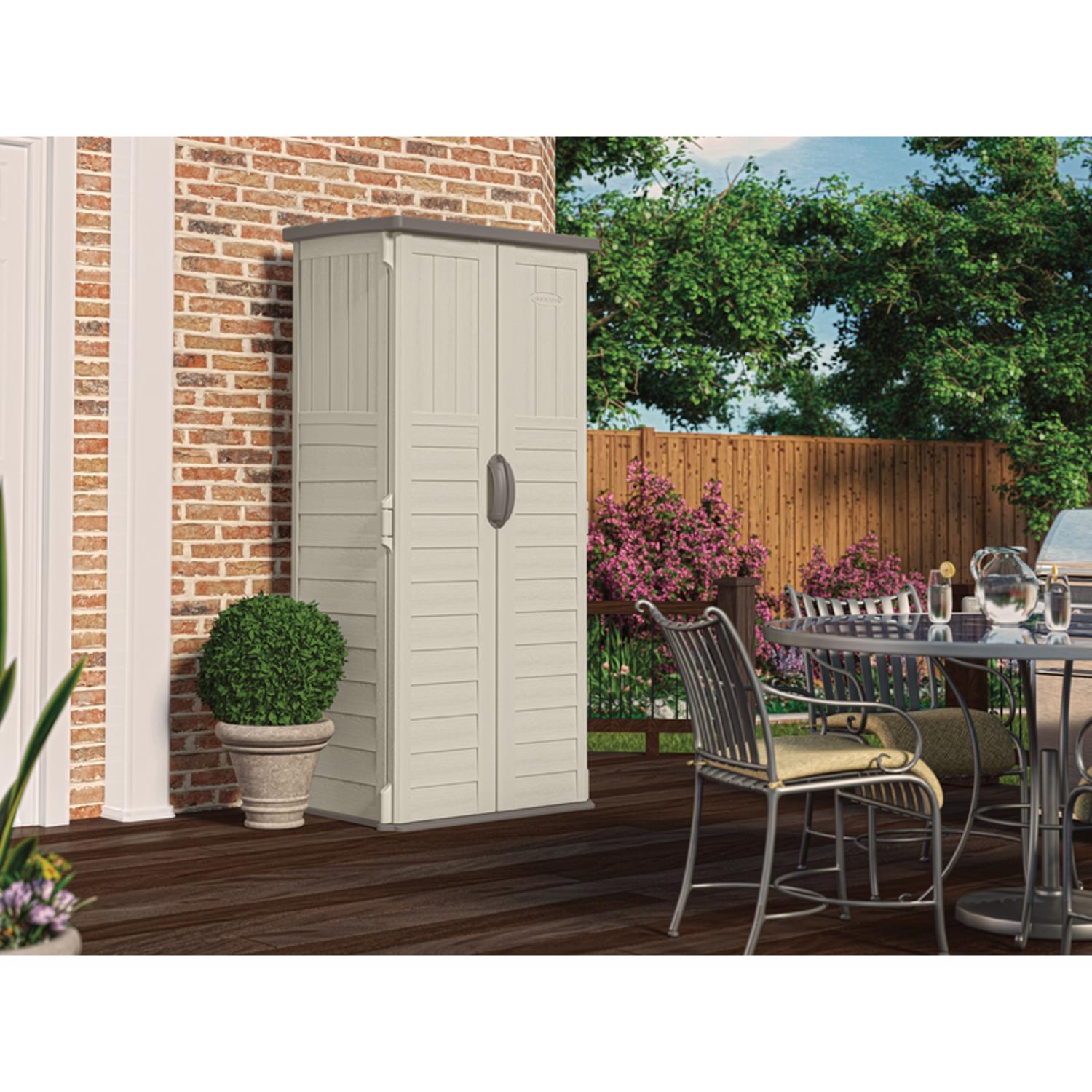 Suncast 2 ft. x 2 ft. Plastic Vertical Storage Shed with Floor Kit Gray