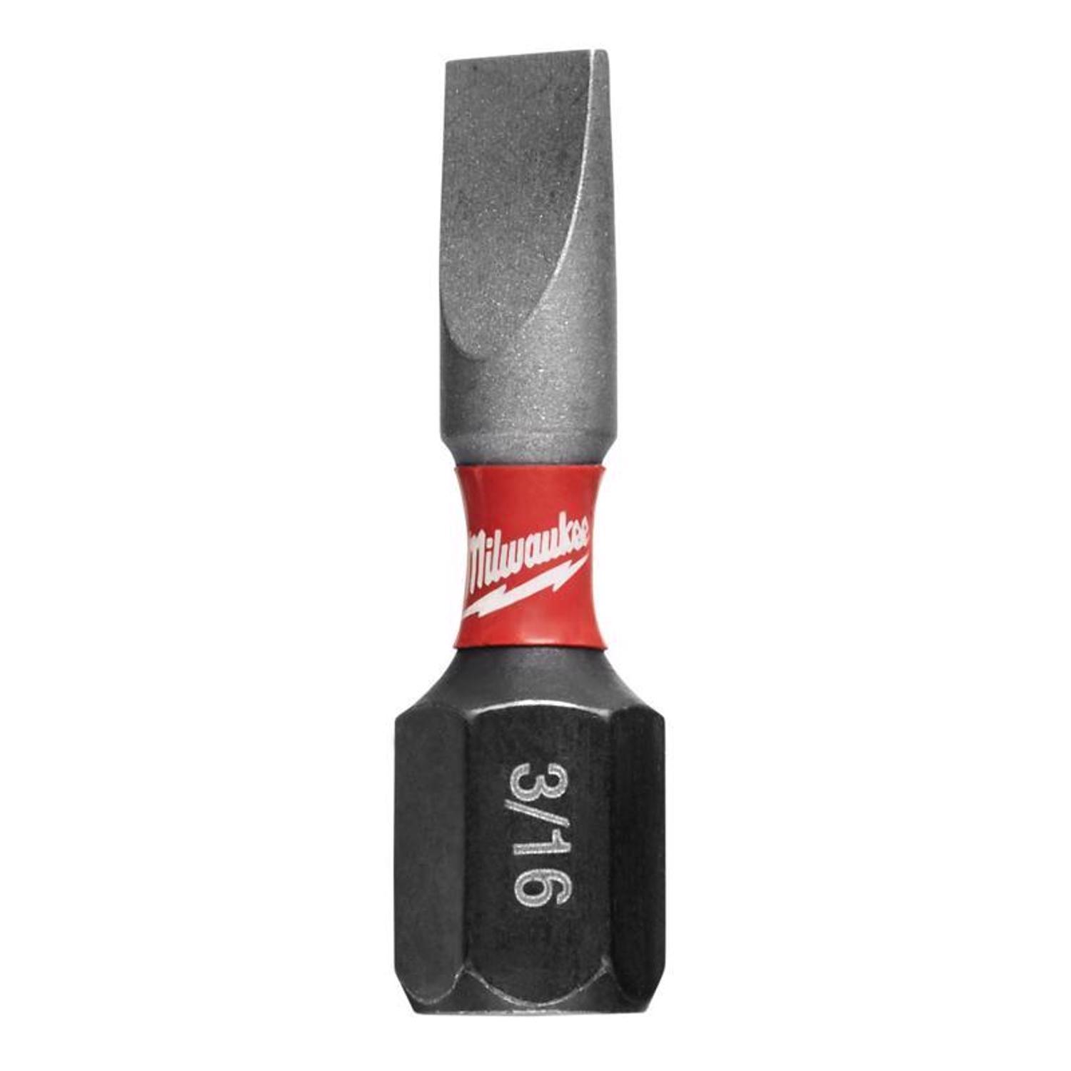 Milwaukee Shockwave Slotted 3/16 in. X 1 in. L Insert Bit Steel 2 pc