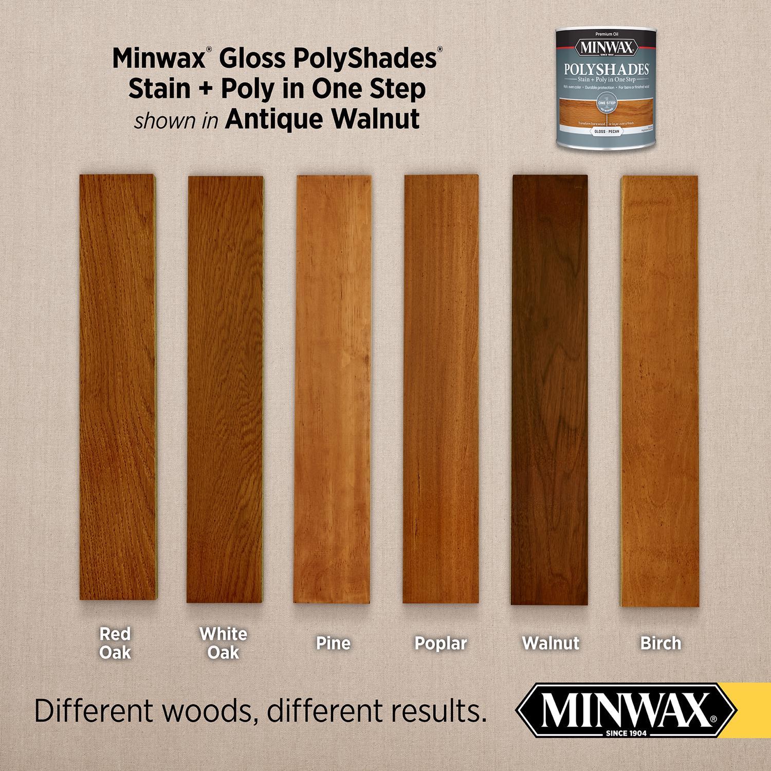 Minwax PolyShades Semi-Transparent Gloss Antique Walnut Oil-Based Stain/Polyurethane Finish 1 qt