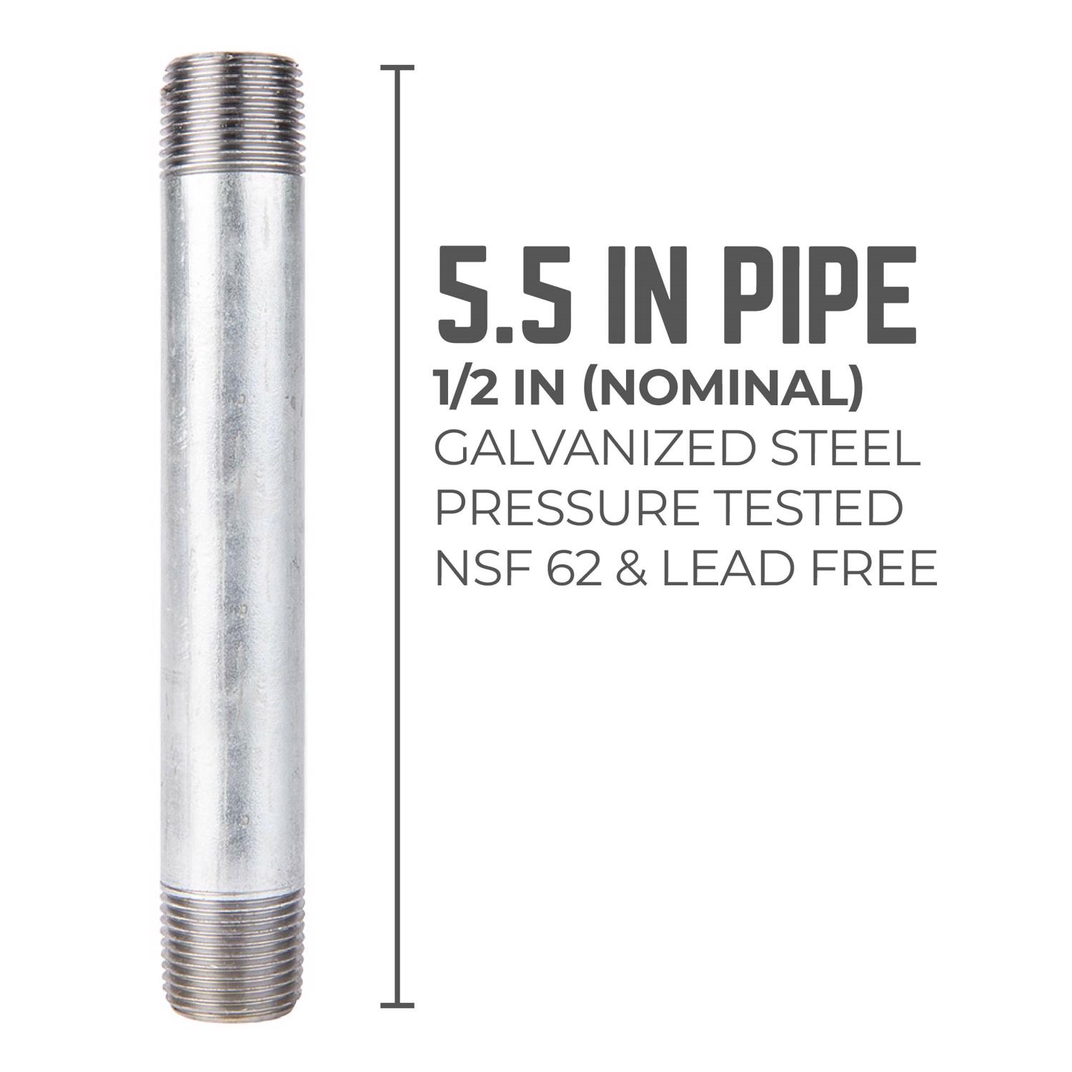 STZ Industries 1/2 in. MIP each X 1/2 in. D MIP Galvanized Steel 5-1/2 in. L Nipple