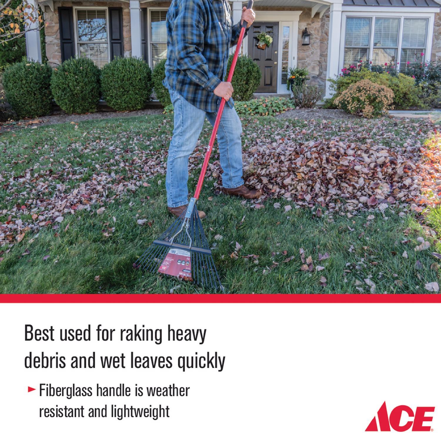 Ace 65 in. 24 Tine Steel Rake Fiberglass Handle