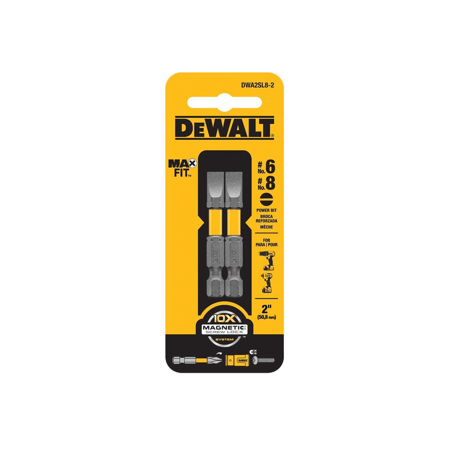DEWALT Max Fit Slotted #6 and #8 X 2 in. L Power Bit S2 Tool Steel 2 pc