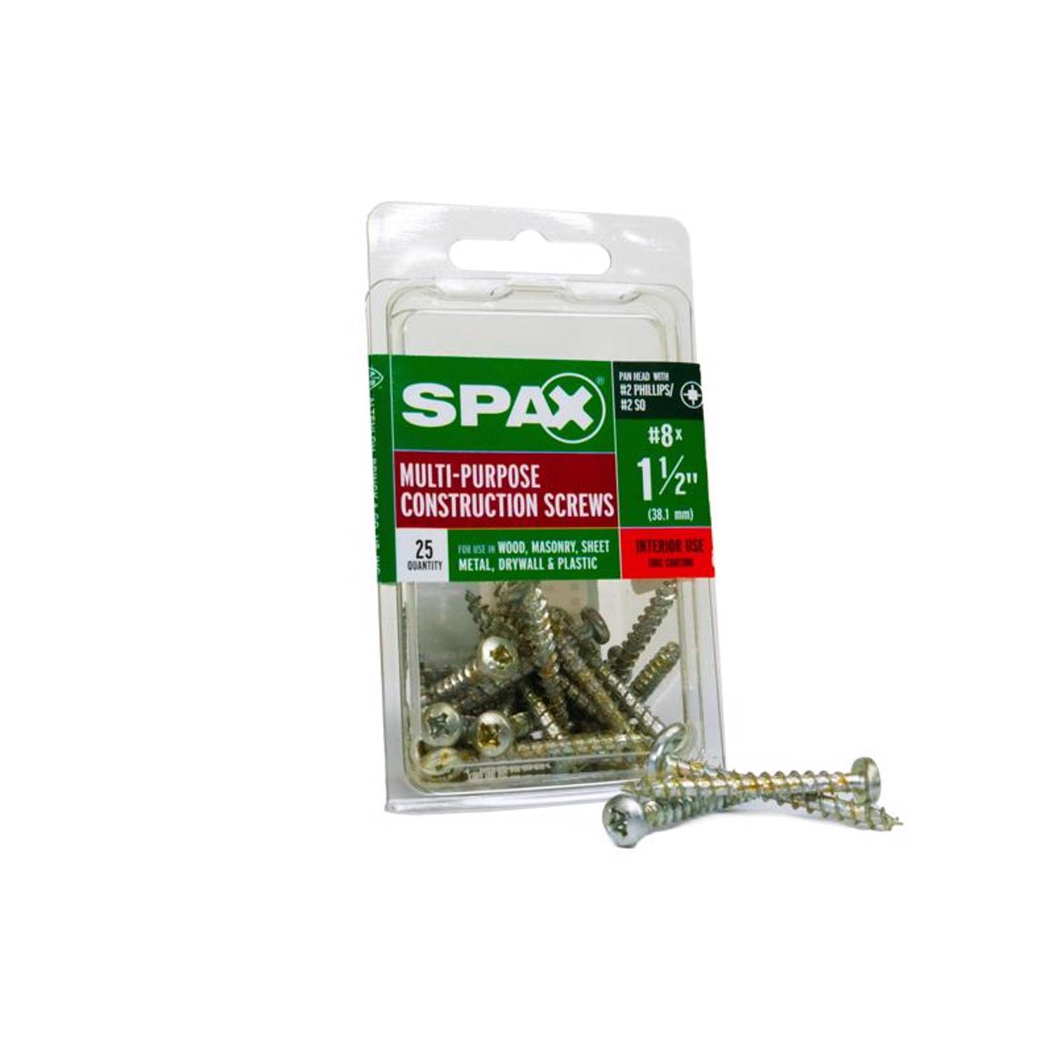 SPAX Multi-Material No. 8 in. X 1-1/2 in. L Phillips/Square Pan Head Serrated Construction Screws
