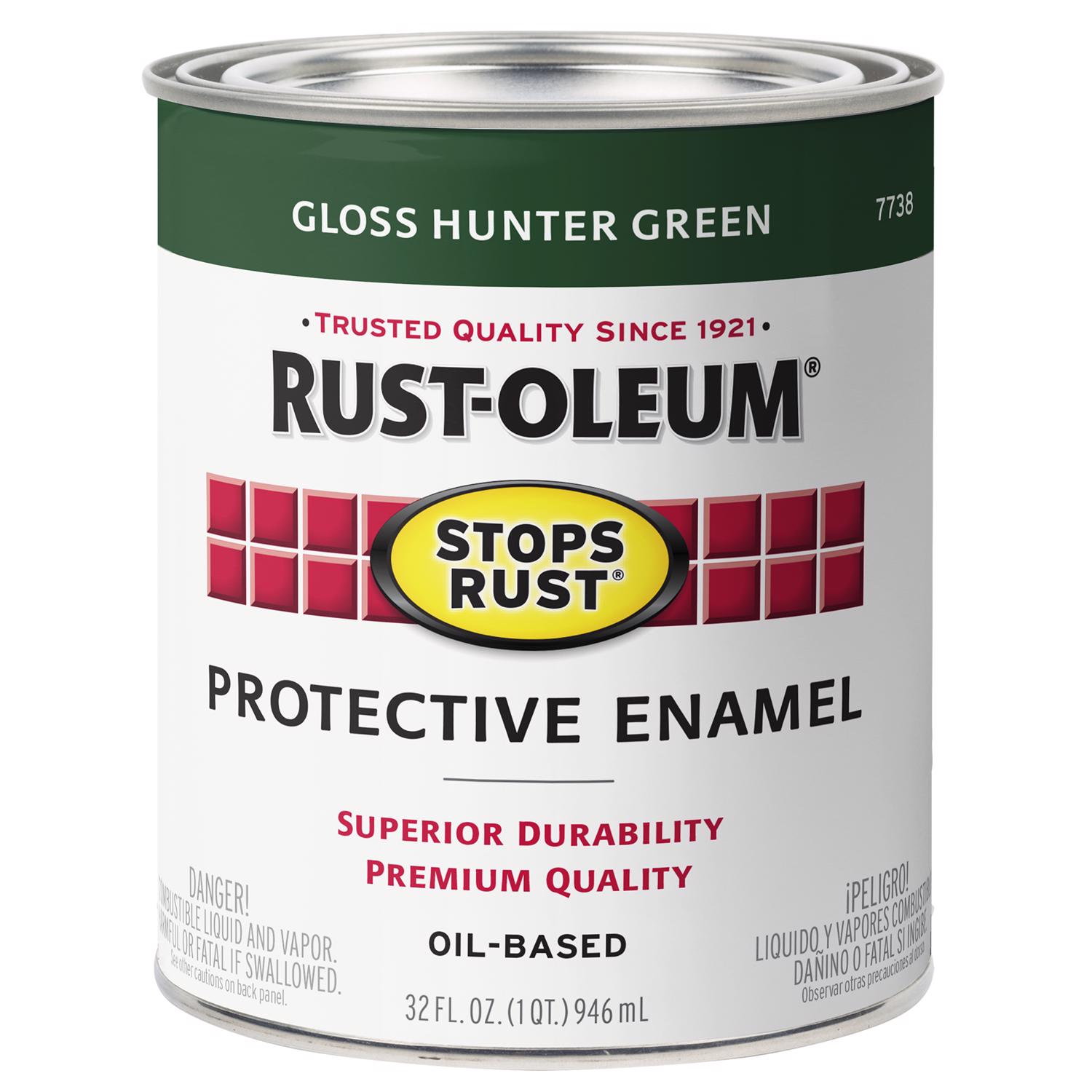 Rust-Oleum Stops Rust Indoor and Outdoor Gloss Hunter Green Oil-Based Protective Paint 1 qt