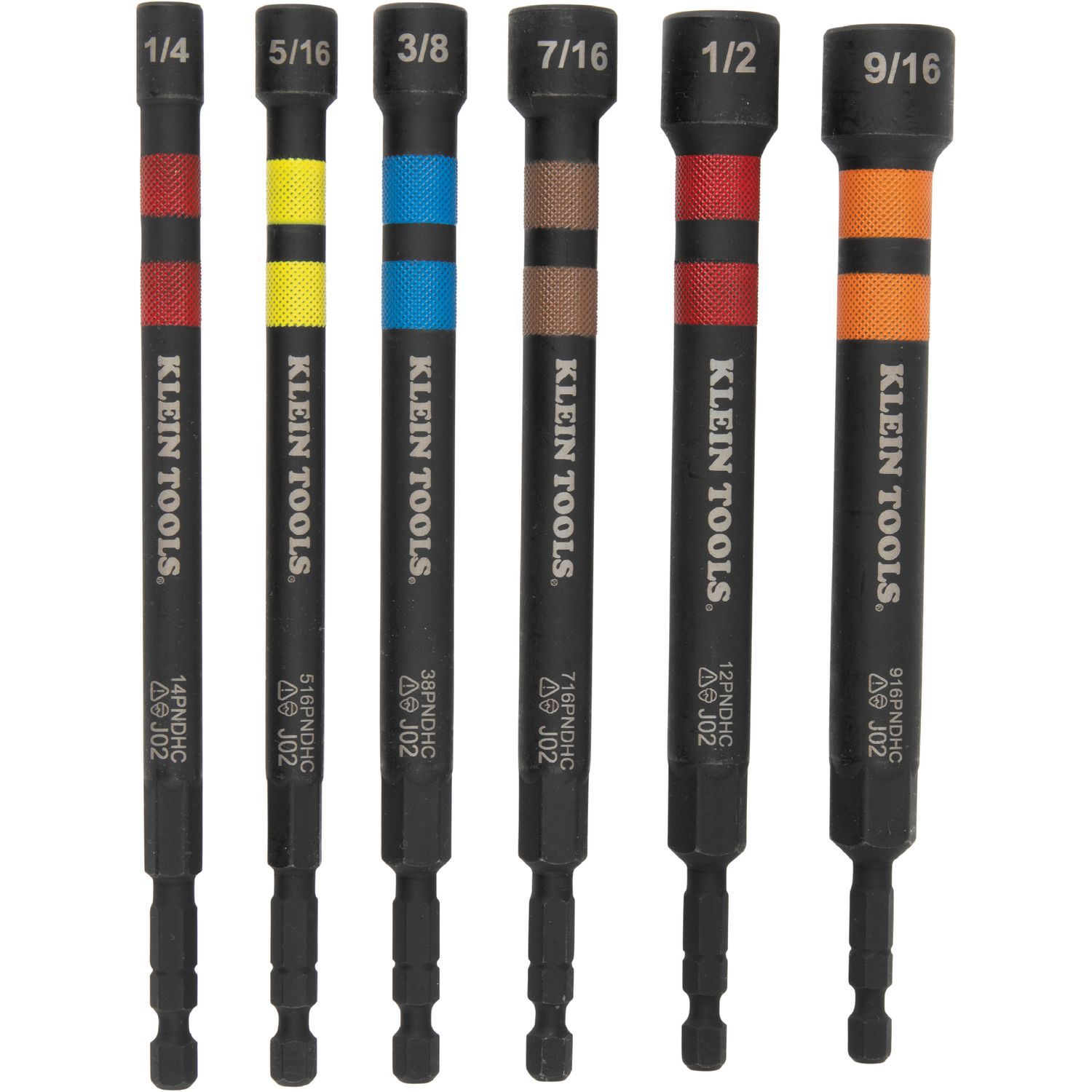 Klein Hollow Magnetic Color-Coded Ratcheting Power Nut Drivers, 7-Piece