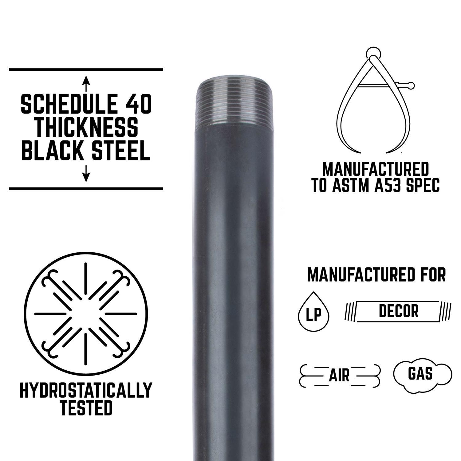 STZ Industries 1-1/4 in. MIP each X 1-1/4 in. D MIP Black Steel 6 in. L Nipple