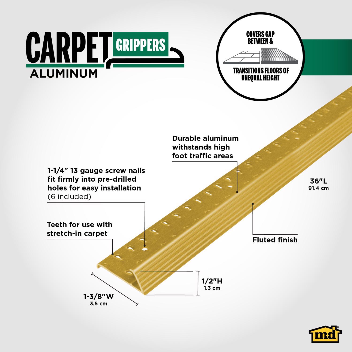 M-D Building Products 0.5 in. H X 1.375 in. W X 36 in. L Prefinished Satin Brass Aluminum Carpet Gri
