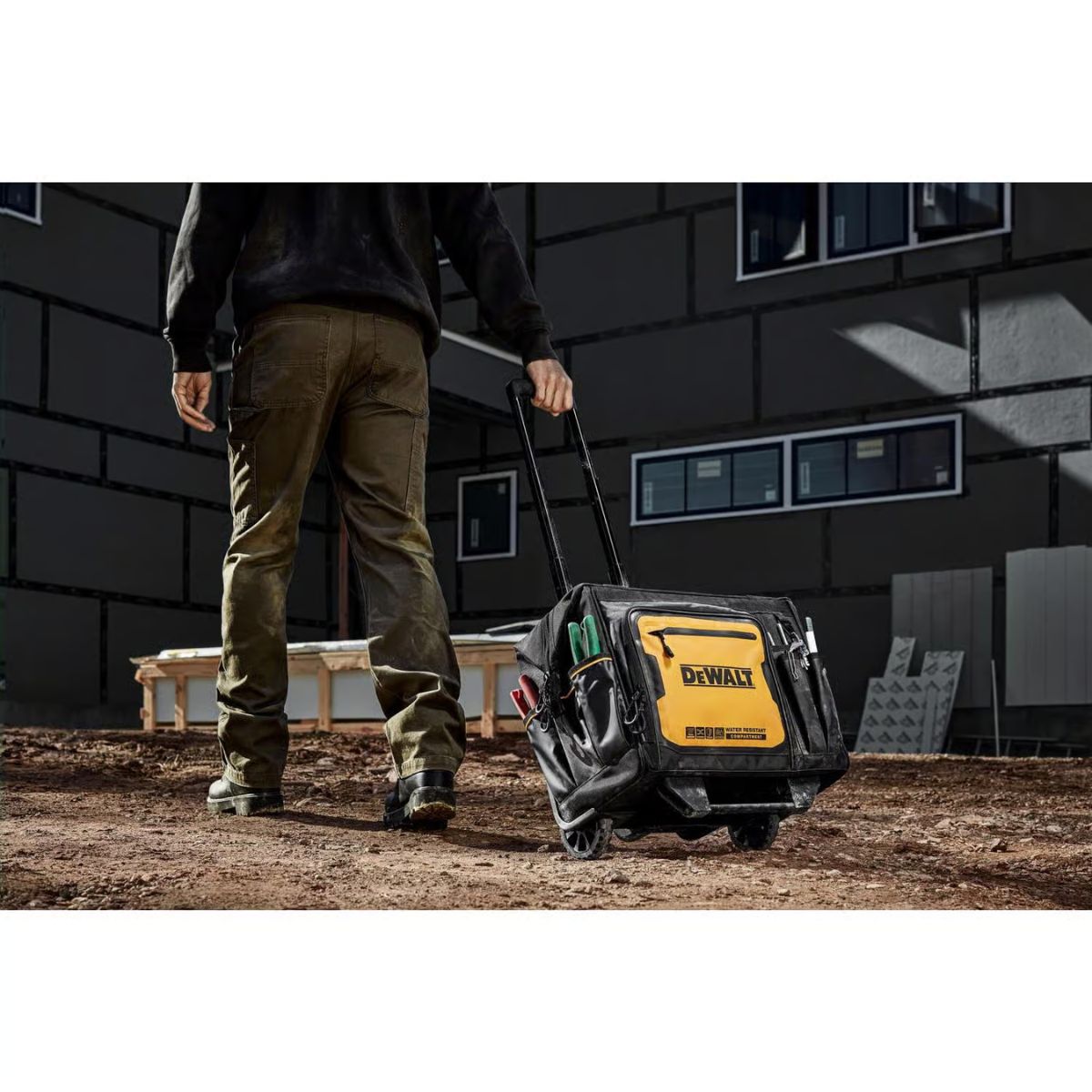 DEWALT Ballistic Nylon Tool Bag On Wheels Roller Tool Bag 27 pocket Black/Yellow 1 Piece