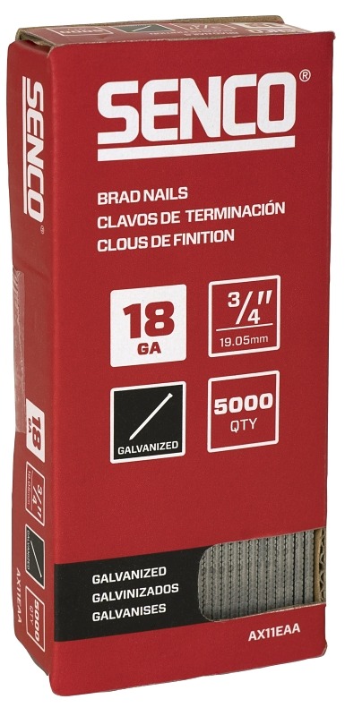 Senco Nail, 3/4 in. L, 18, Steel, Electro-Galvanized, Brad, Medium Head, Smooth Shank