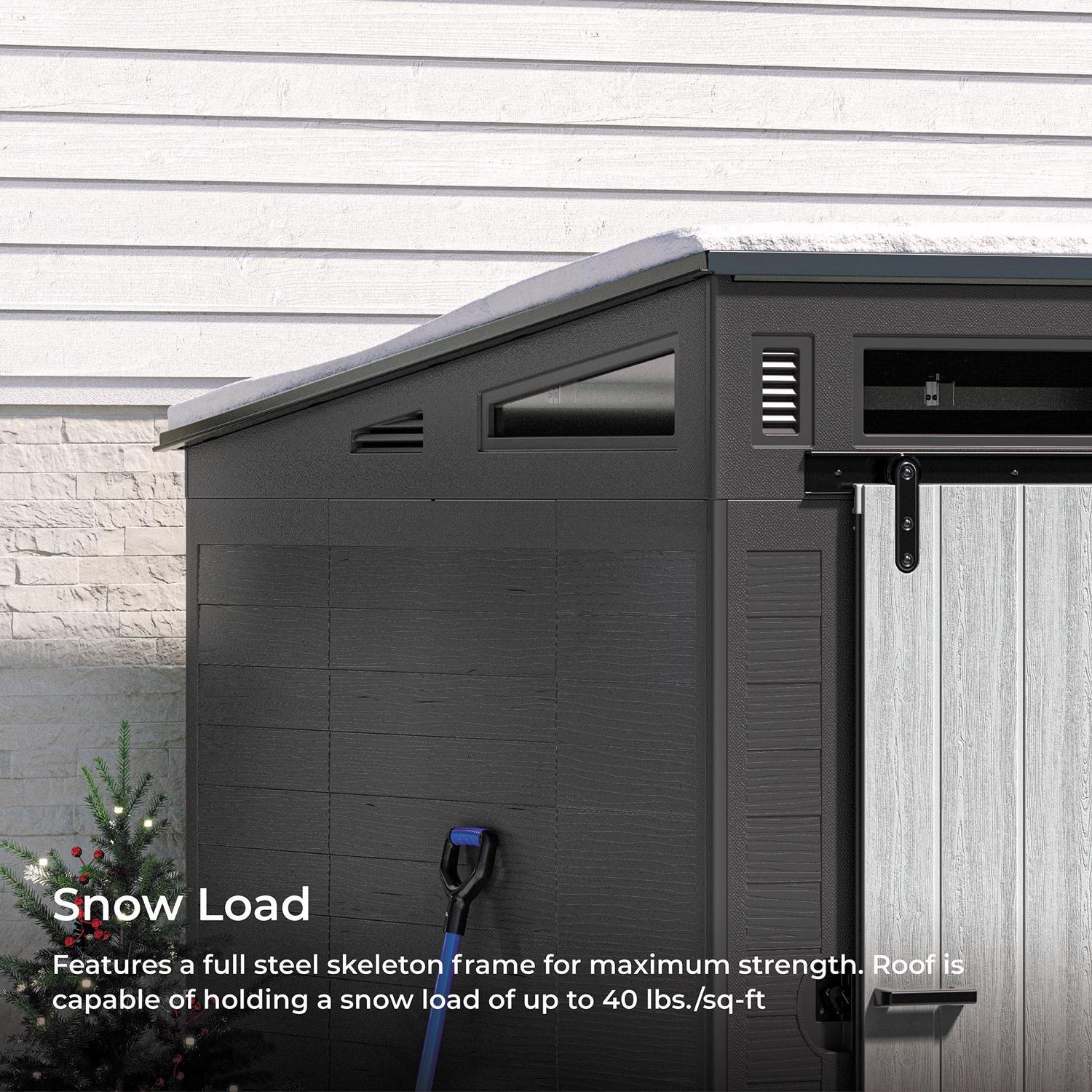 Suncast Modernist Barn Door 10 ft. x 7 ft. Resin Horizontal Barn Storage Shed with Floor Kit