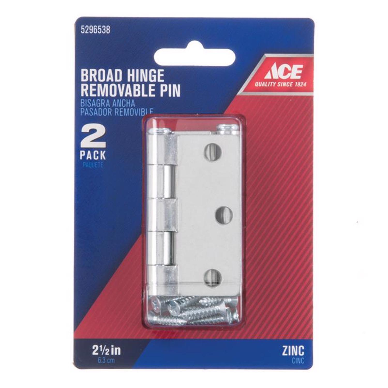 Ace 2-1/2 in. L Zinc-Plated Broad Hinge 2 pk