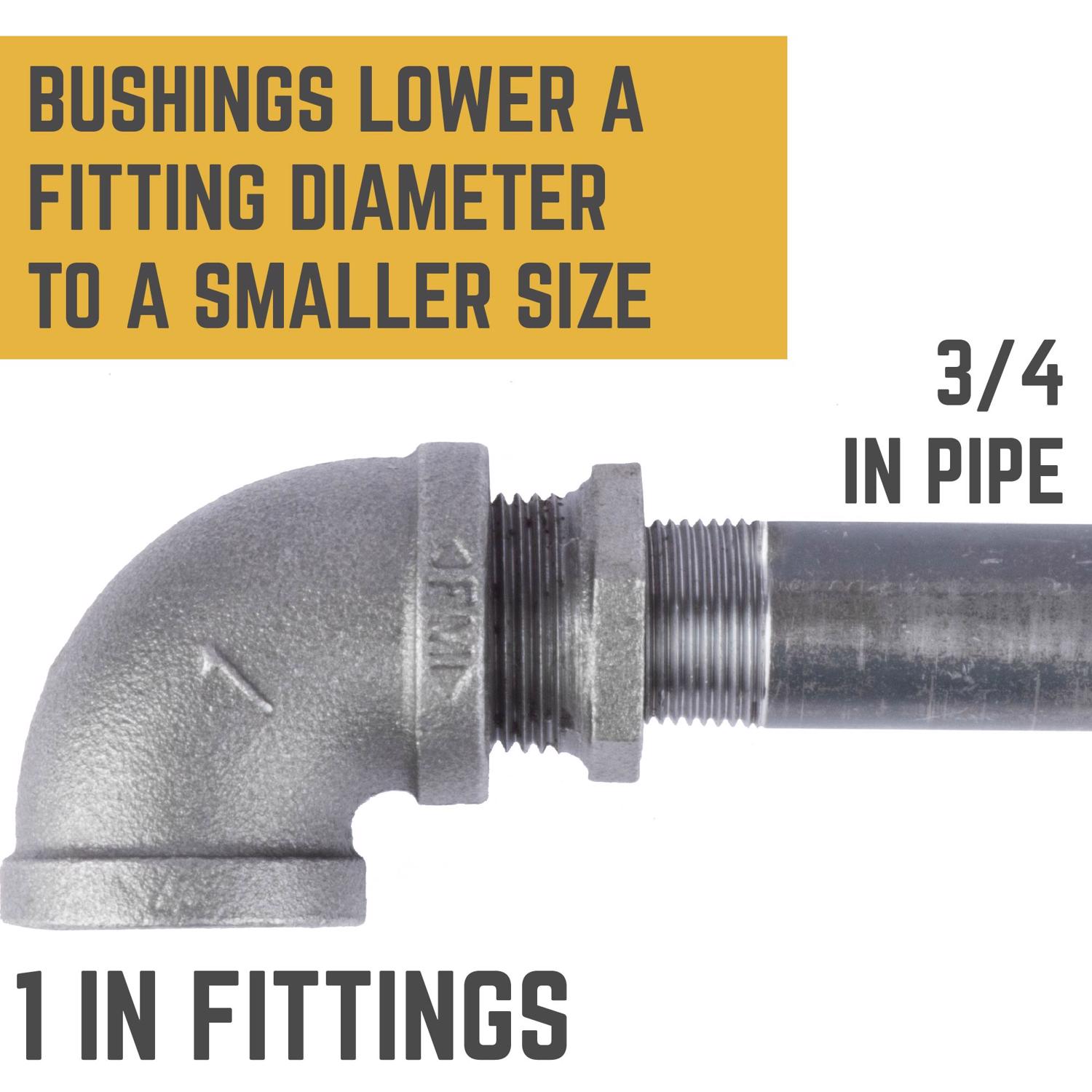 STZ Industries 1 in. MIP each X 3/4 in. D FIP Black Malleable Iron Hex Bushing