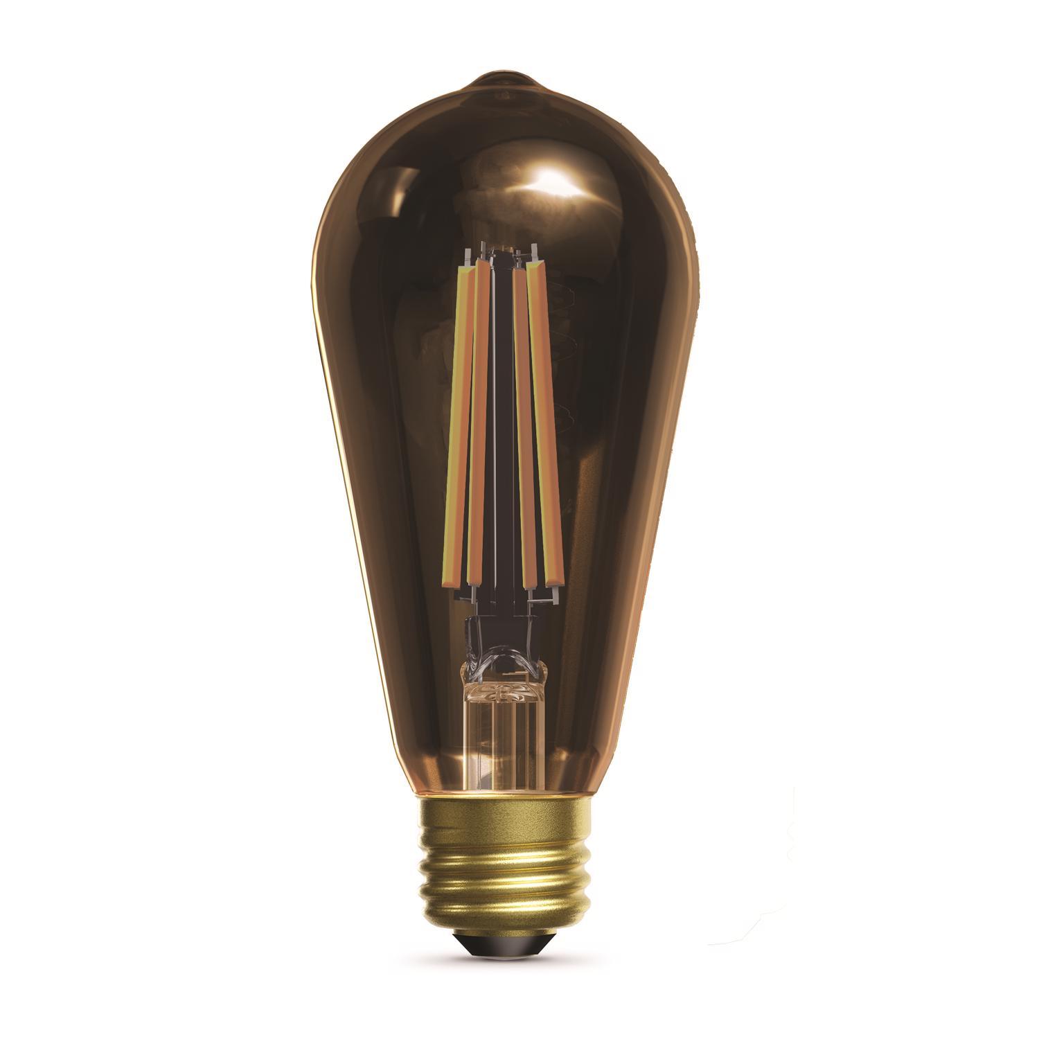 Feit ST19 E26 (Medium) Filament LED Bulb Warm Amber 60 Watt Equivalence 2 pk