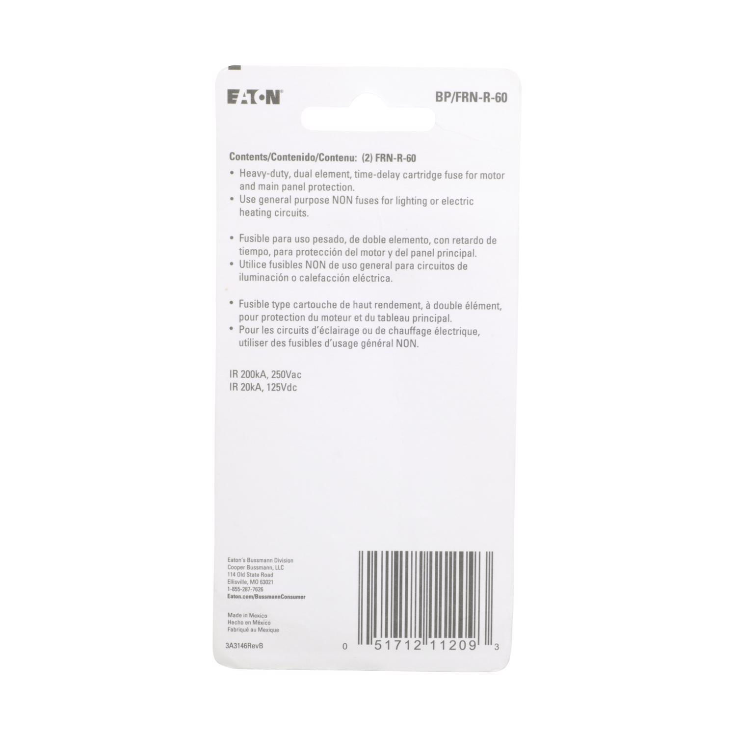 Bussmann 60 amps Dual Element Time Delay Fuse 2 pk