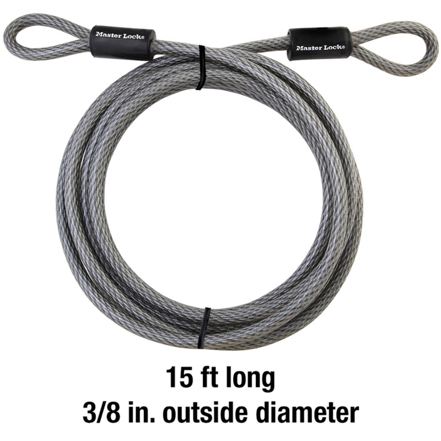 Master Lock 3/8 in. D X 180 in. L Vinyl Coated Steel Flexible Braided Steel Cable