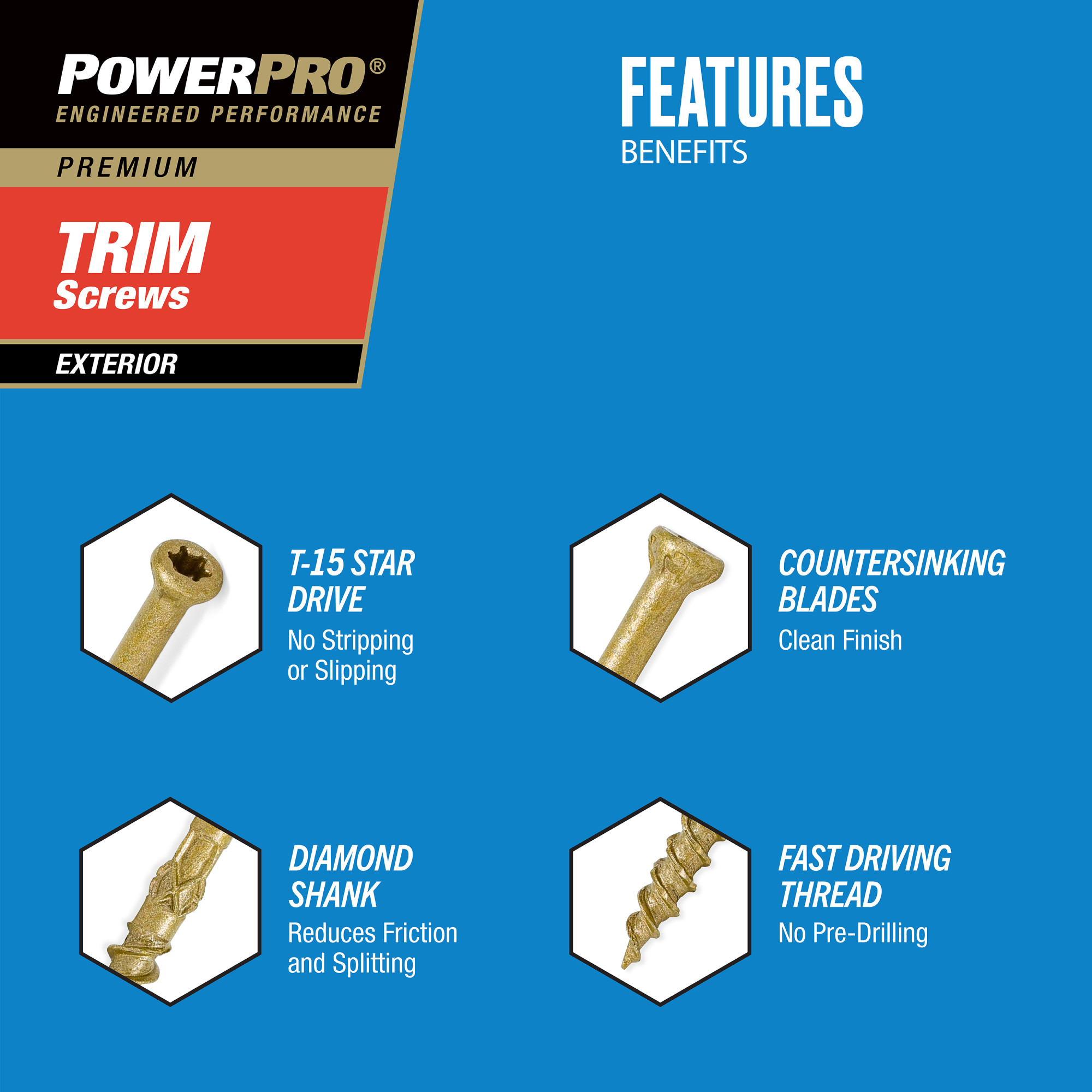 Power Pro® Premium Bronze Exterior Trim Screws (#8 x 2 in.) - 760 pc