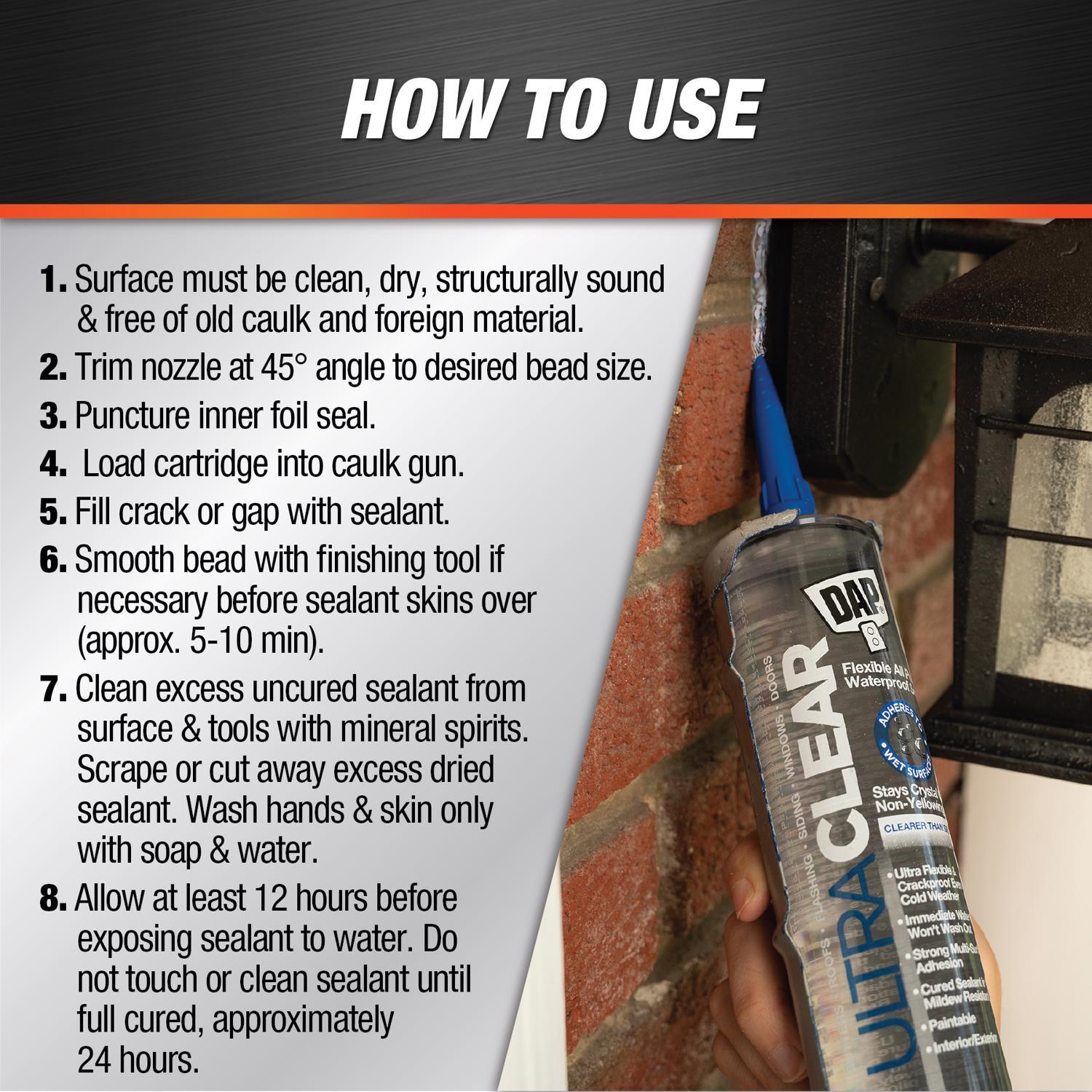 DAP Ultra Clear Clear Synthetic Rubber All Purpose Waterproof Sealant 10.1 oz