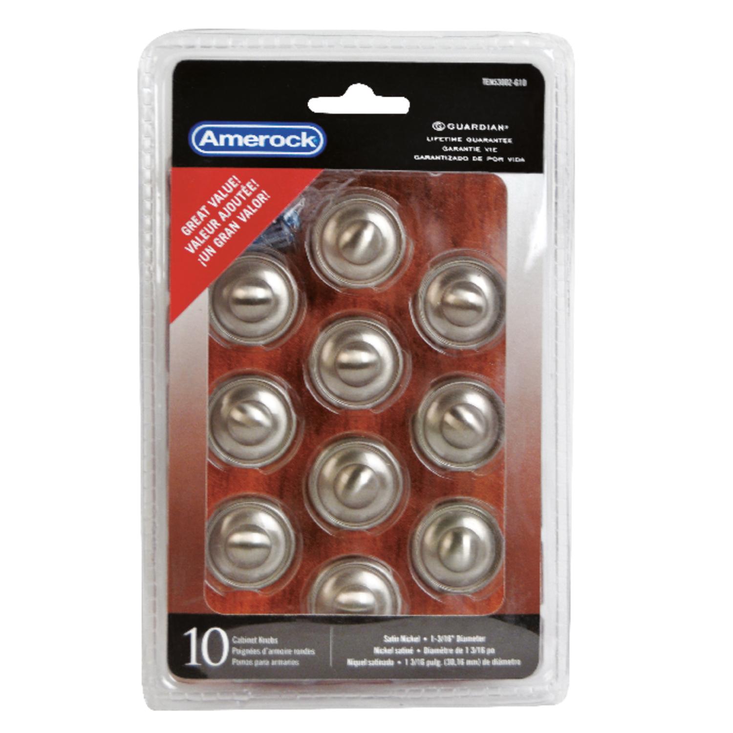 Amerock Allison Round Cabinet Knob 1-3/16 in. D 1 in. Satin Nickel 10 pk