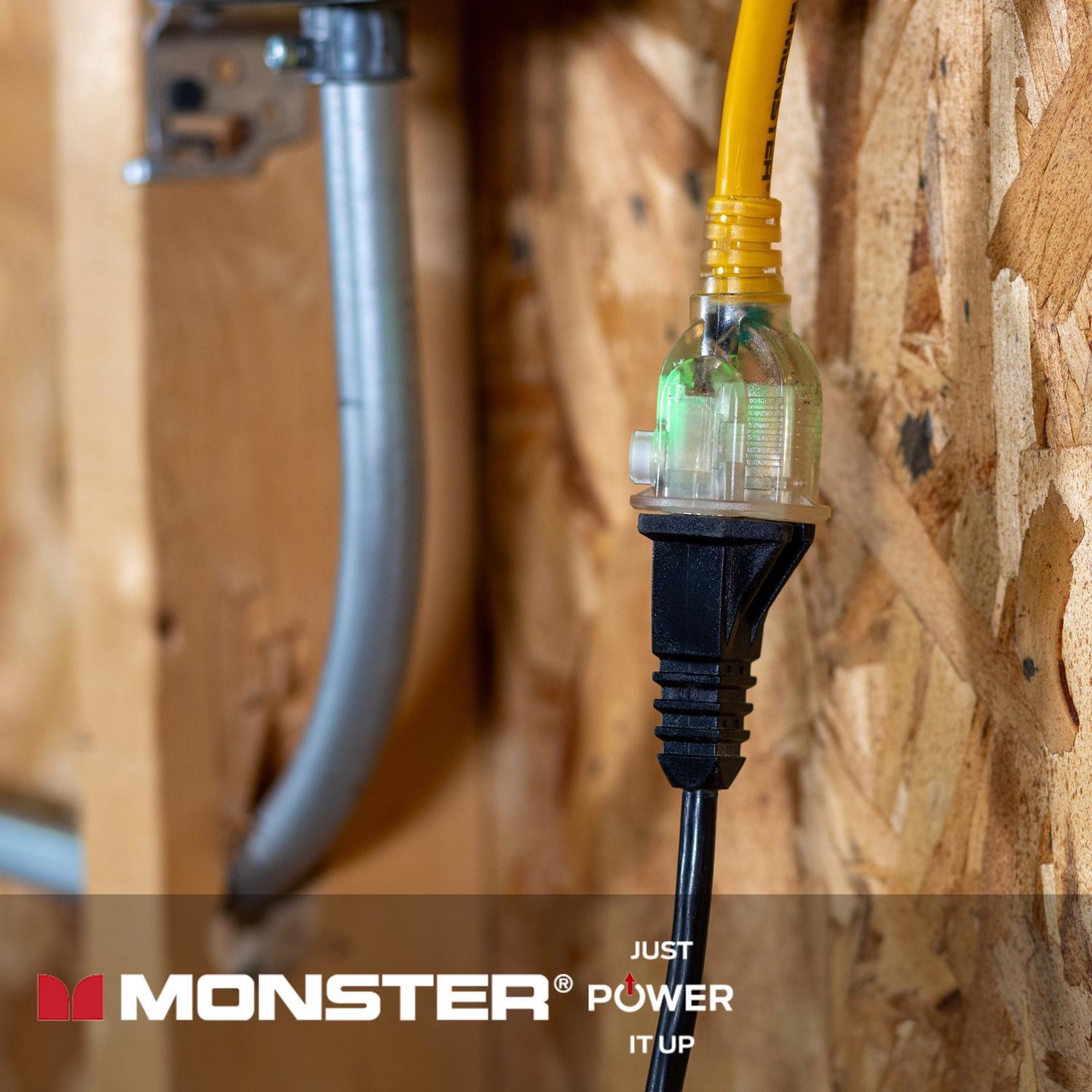 Monster Just Power It Up Outdoor 25 ft. L Yellow Extension Cord 12/3 SJTW