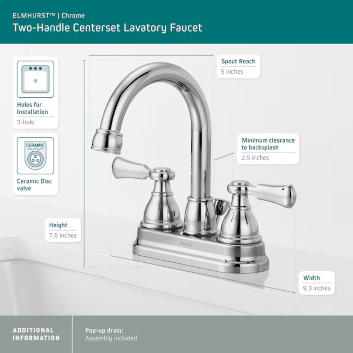 Delta Elmhurst Chrome Traditional Bathroom Faucet 4 in.