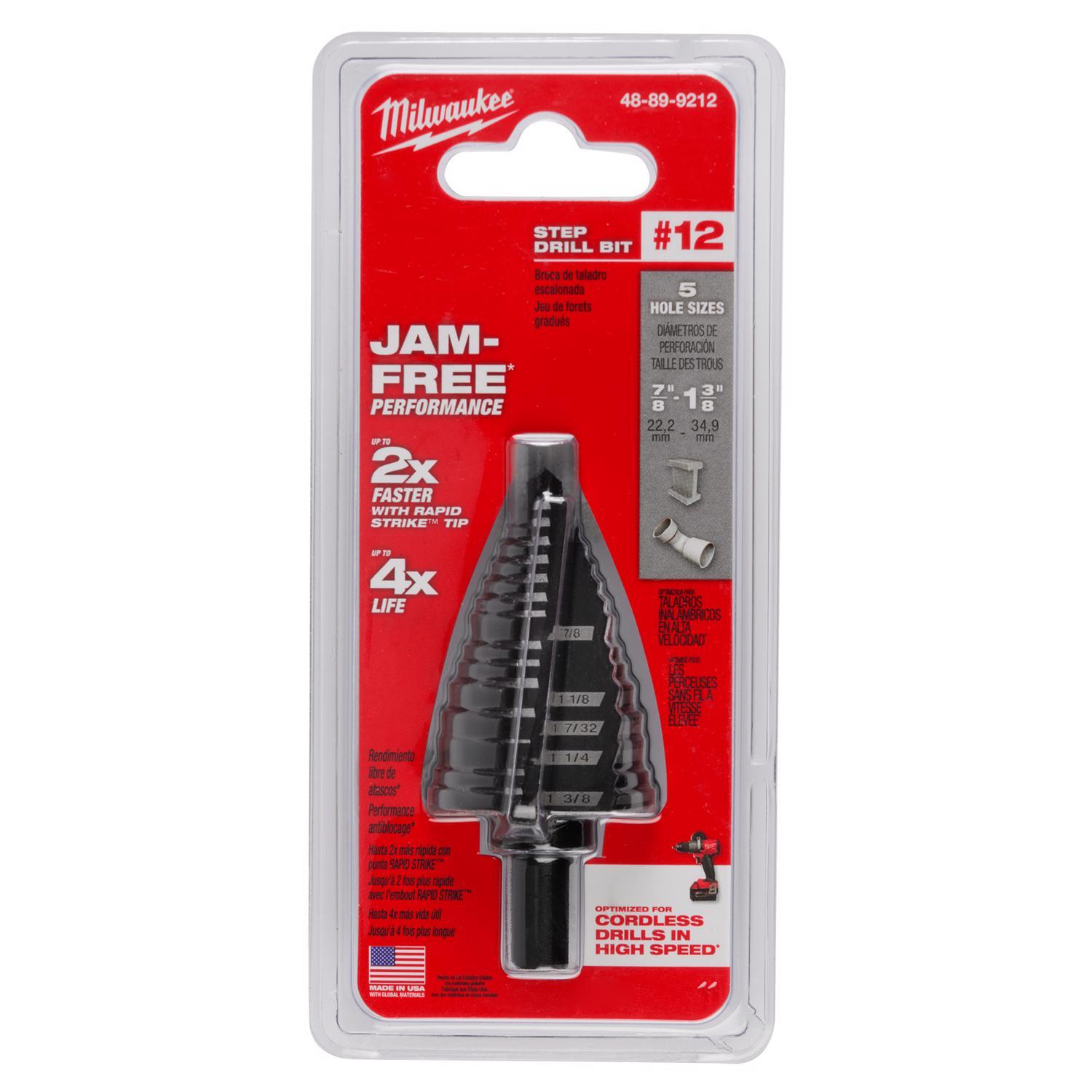 Milwaukee 7/8 - 1-3/8 in. Black Oxide Step Drill Bit 1 pk