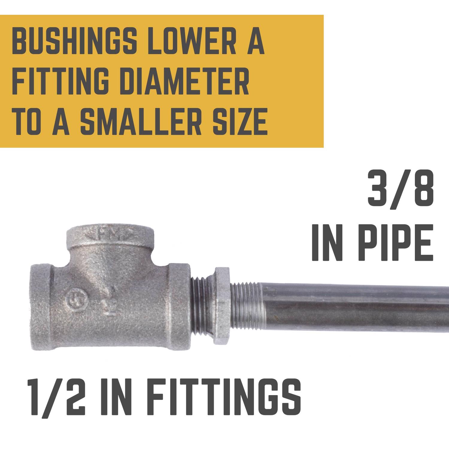STZ Industries 1/2 in. MIP each X 3/8 in. D FIP Black Malleable Iron Hex Bushing