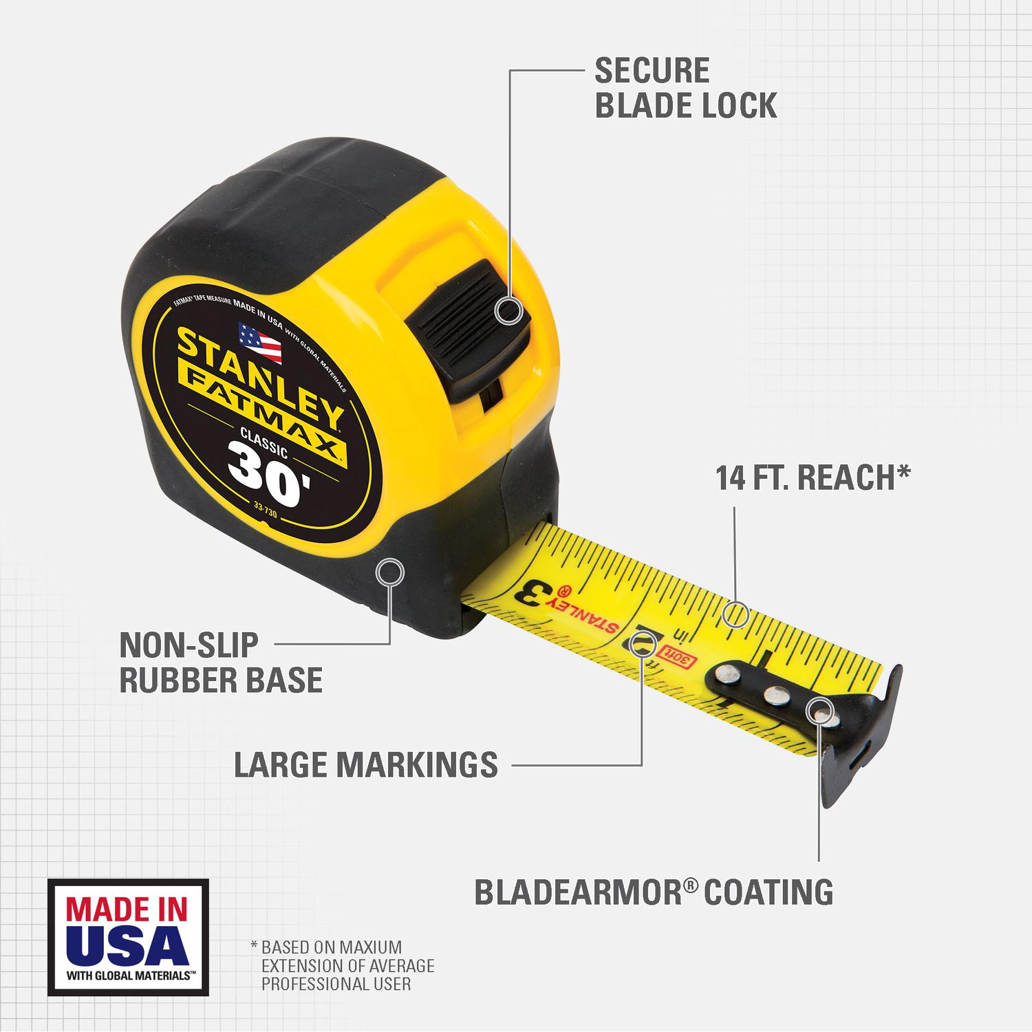 Stanley FatMax 30 ft. L X 1.25 in. W Tape Measure 1 pk