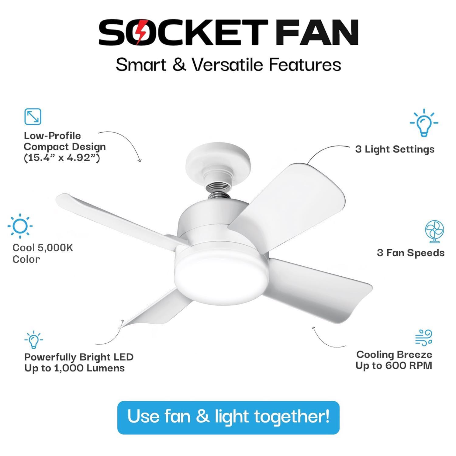 Bell & Howell 15 in. Matte White LED Indoor Socket Fanlight