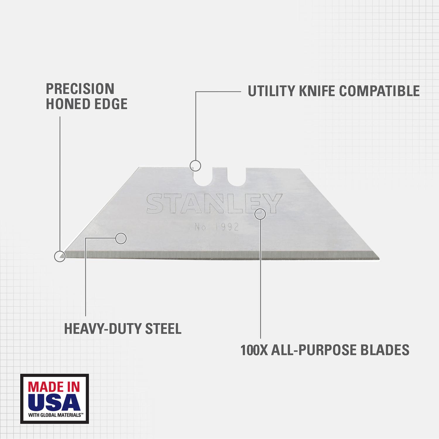 Stanley Steel Heavy Duty Blade Dispenser with Blades 2.4 in. L 100 pc