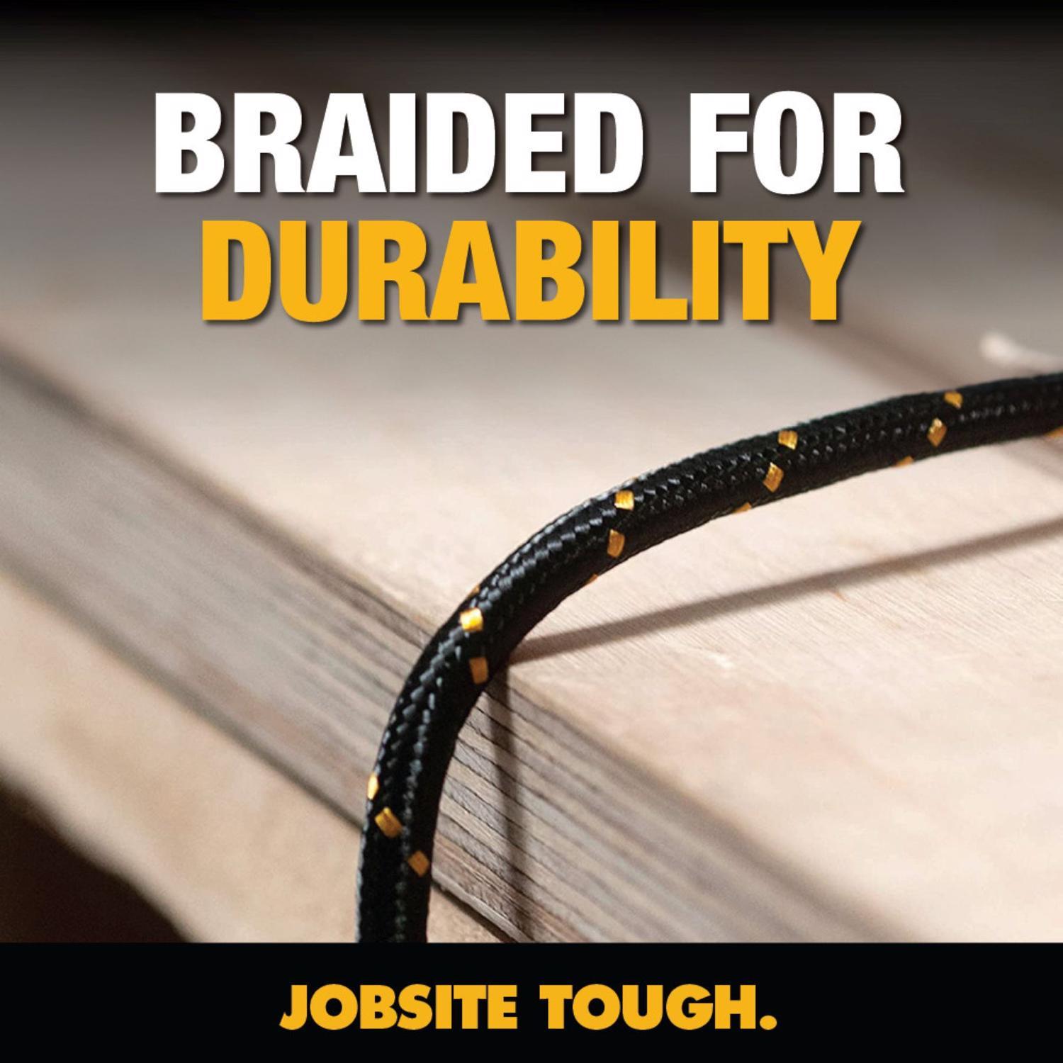 DeWalt Lightning to USB Charge and Sync Cable 6 ft. Black/Yellow
