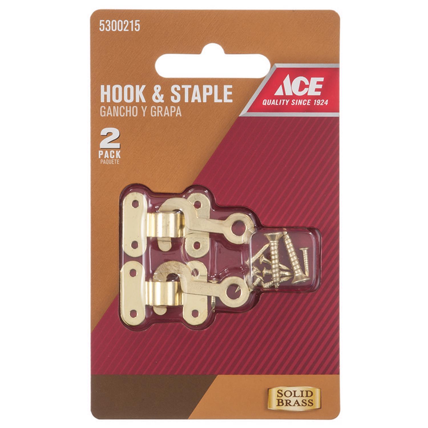 Ace Satin Gold Brass Small Decorative Hook and Staple 2 pk