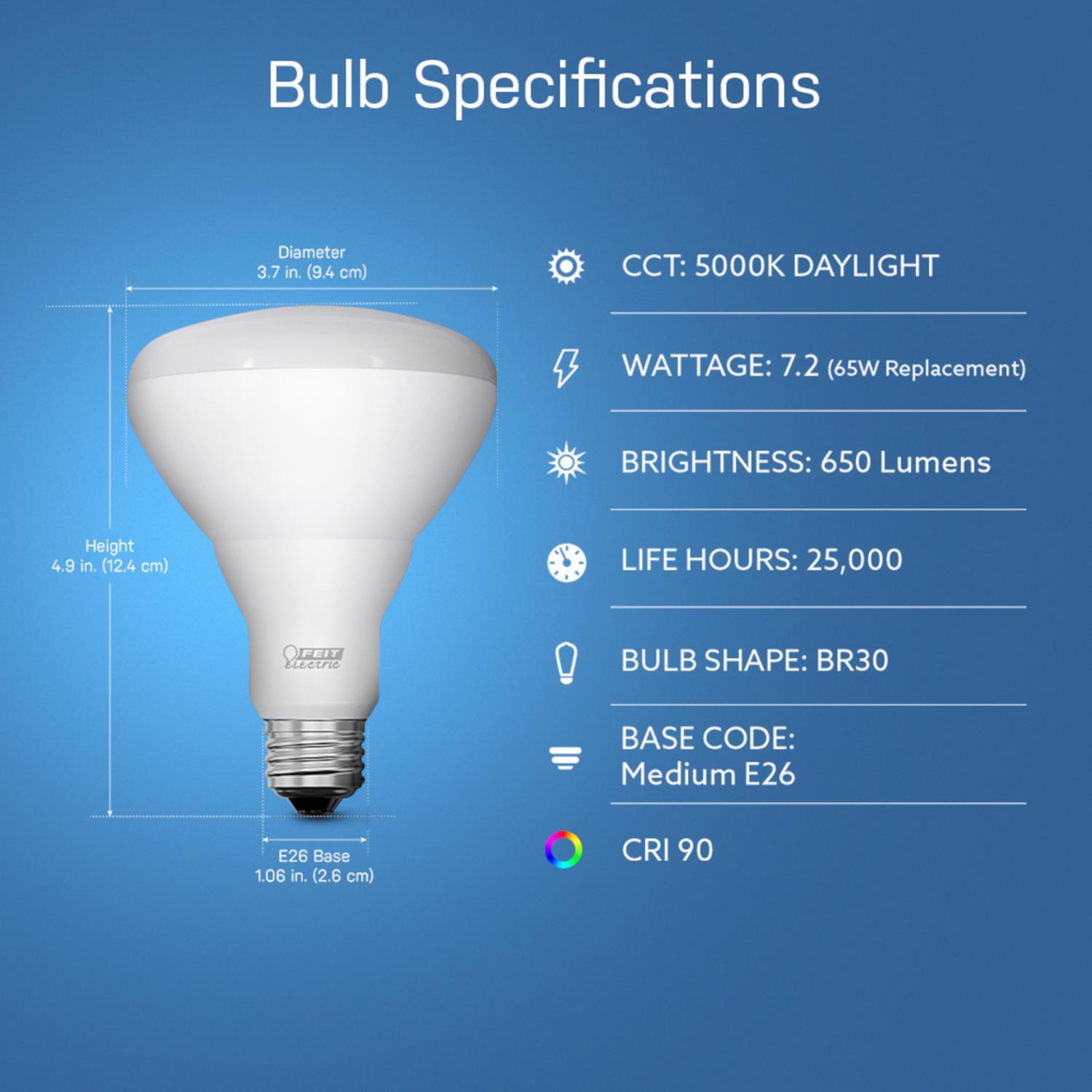 Feit BR30 E26 (Medium) LED Bulb Daylight 65 Watt Equivalence 1 pk